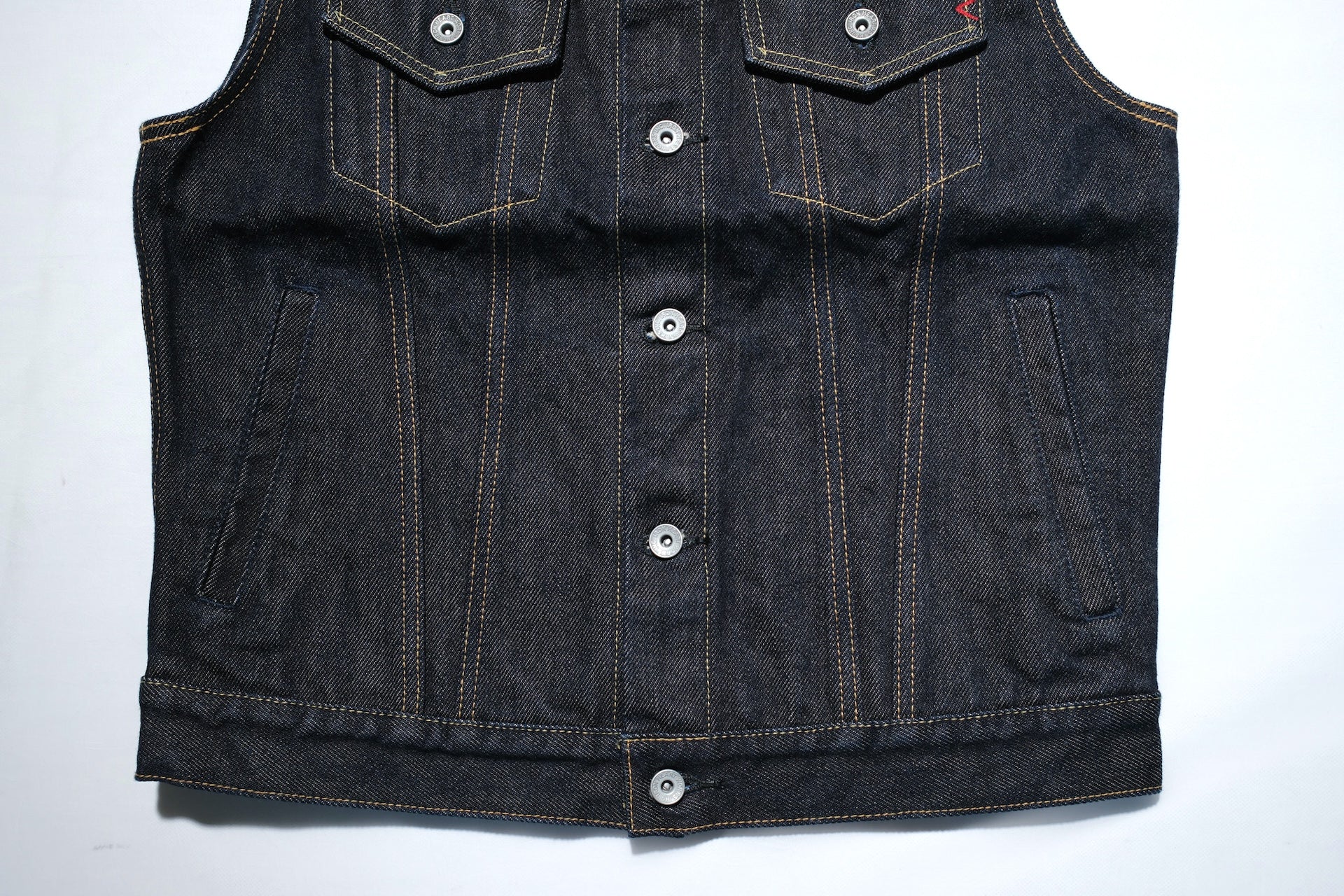 Iron Heart 21oz "Signature" Indigo Dyed Denim Modified Trucker Vest