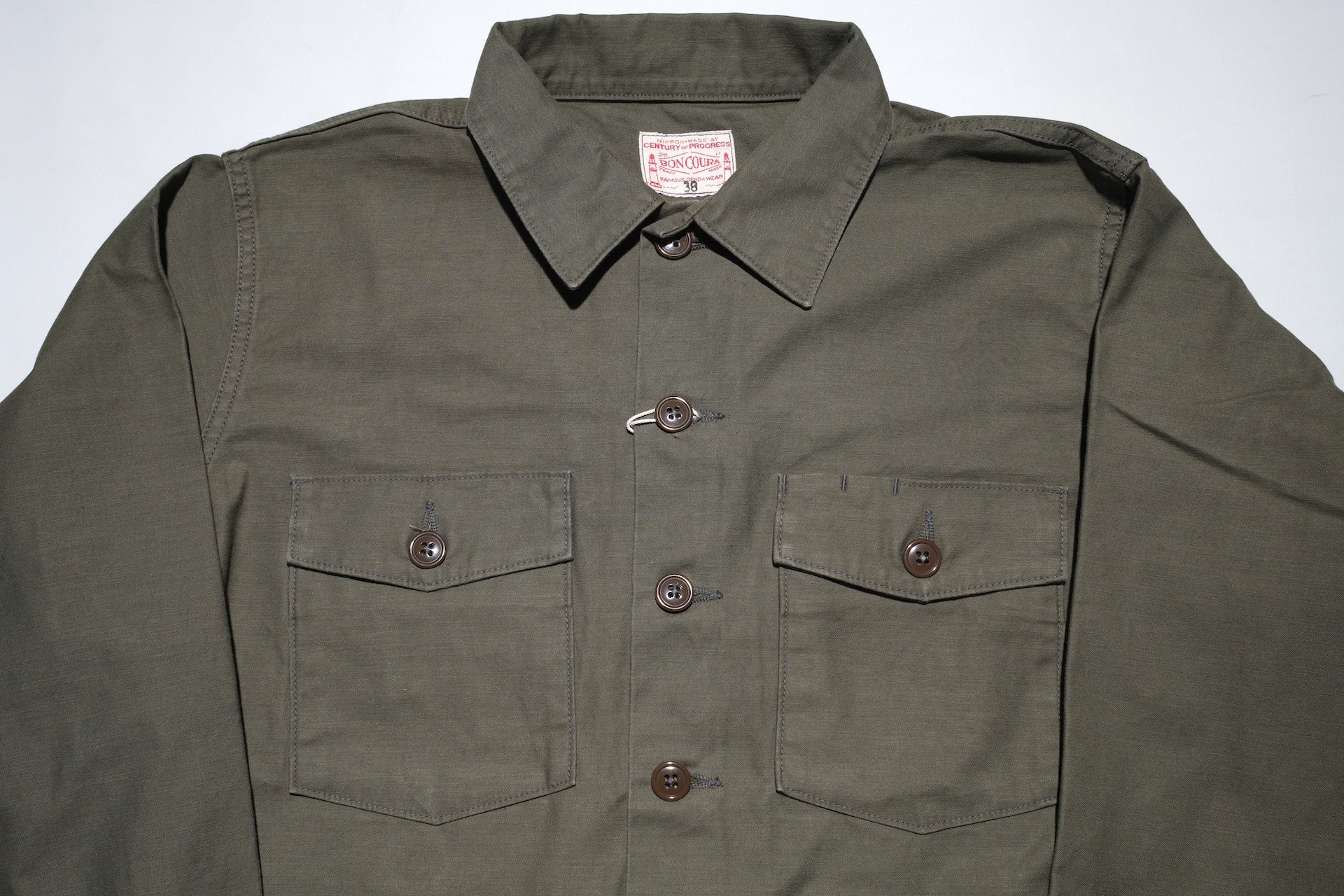 BONCOURA 12.5oz Back Satin US Army Utility Jacketed Shirt (Olive)