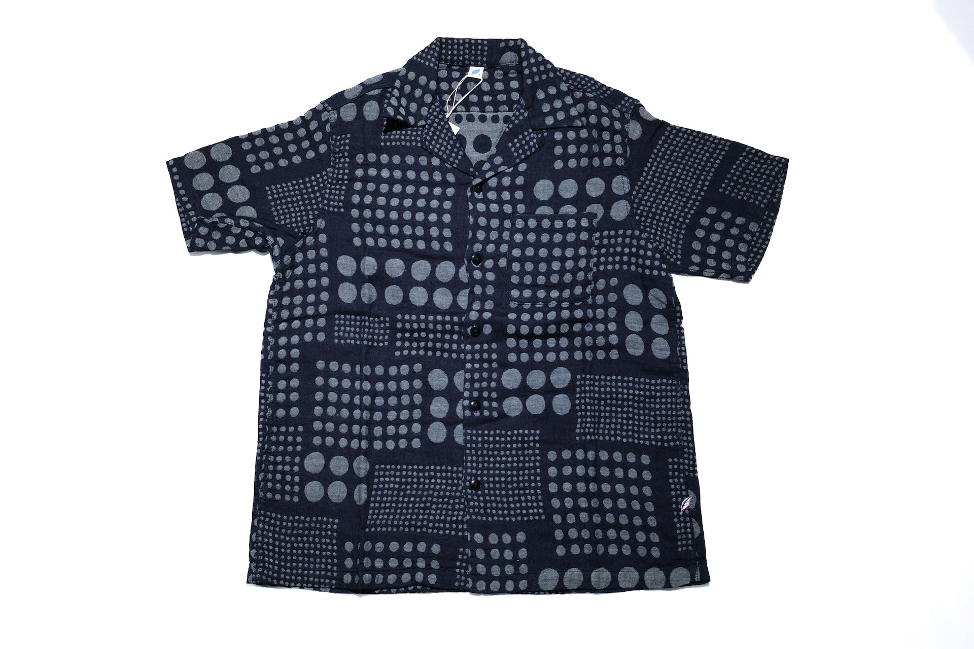 Pure Blue Japan Indigo Dyed “Dimensional Dots” S/S Open Collar Shirt