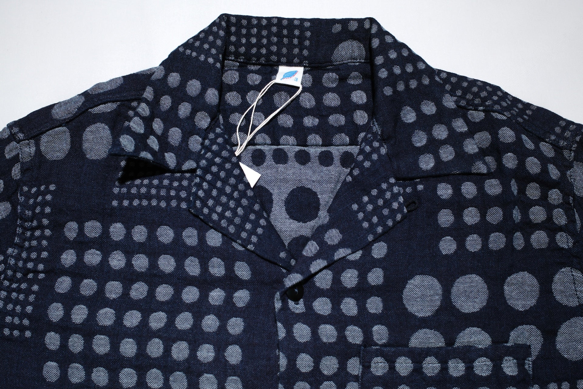 Pure Blue Japan Indigo Dyed “Dimensional Dots” S/S Open Collar Shirt
