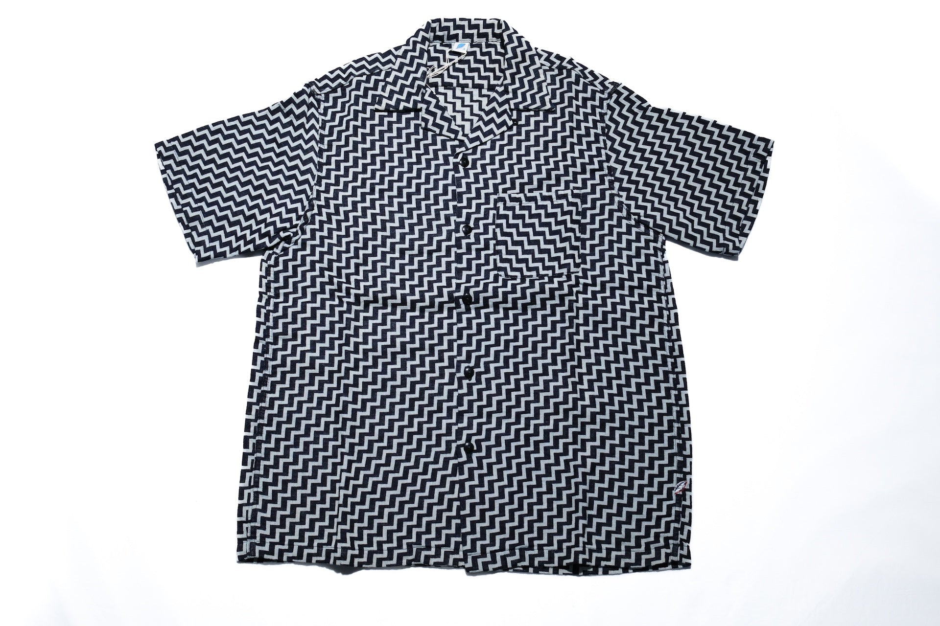 Pure Blue Japan Indigo Dyed "Ziggy Waves" S/S Open Collar Shirt