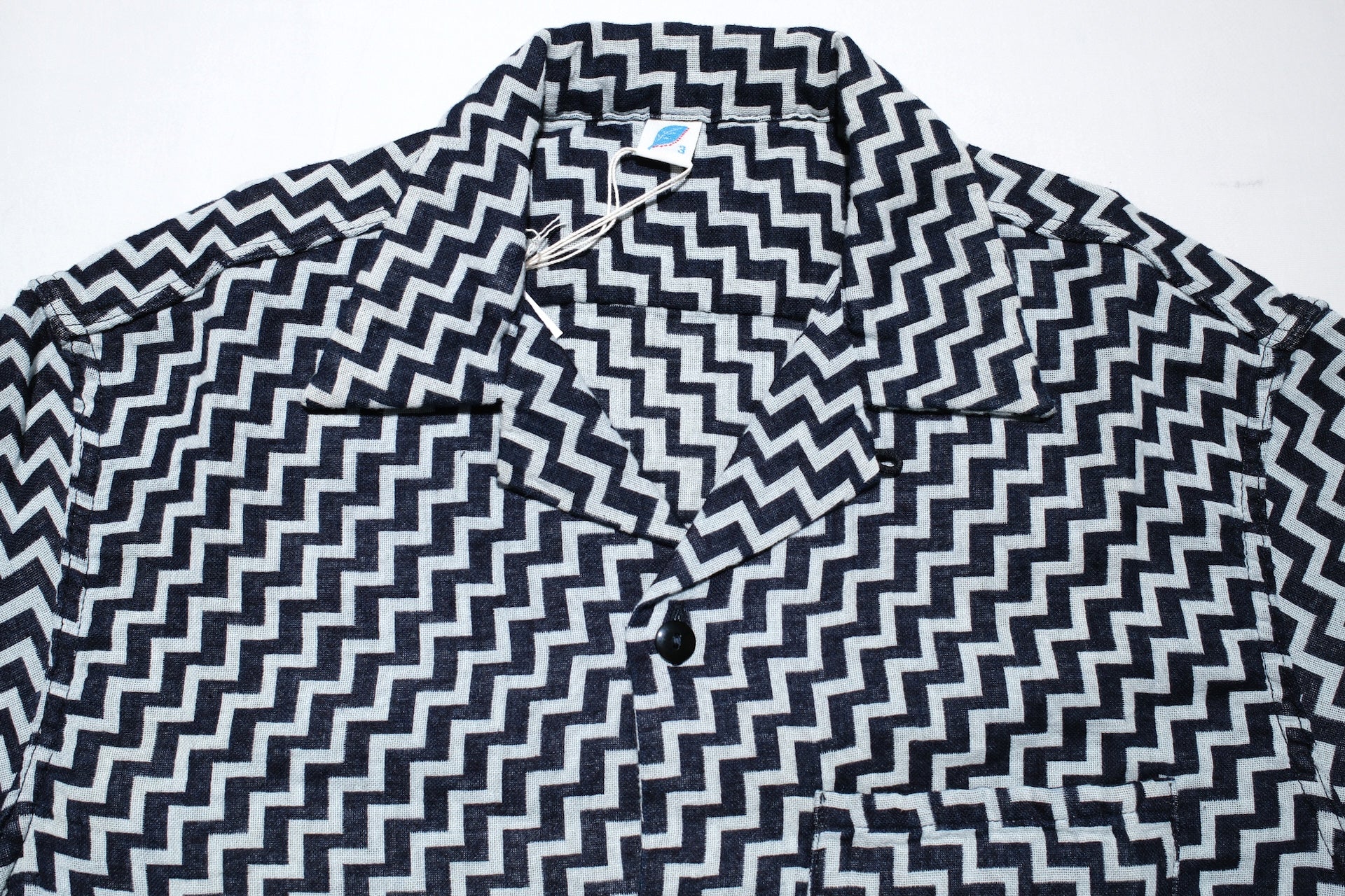 Pure Blue Japan Indigo Dyed "Ziggy Waves" S/S Open Collar Shirt