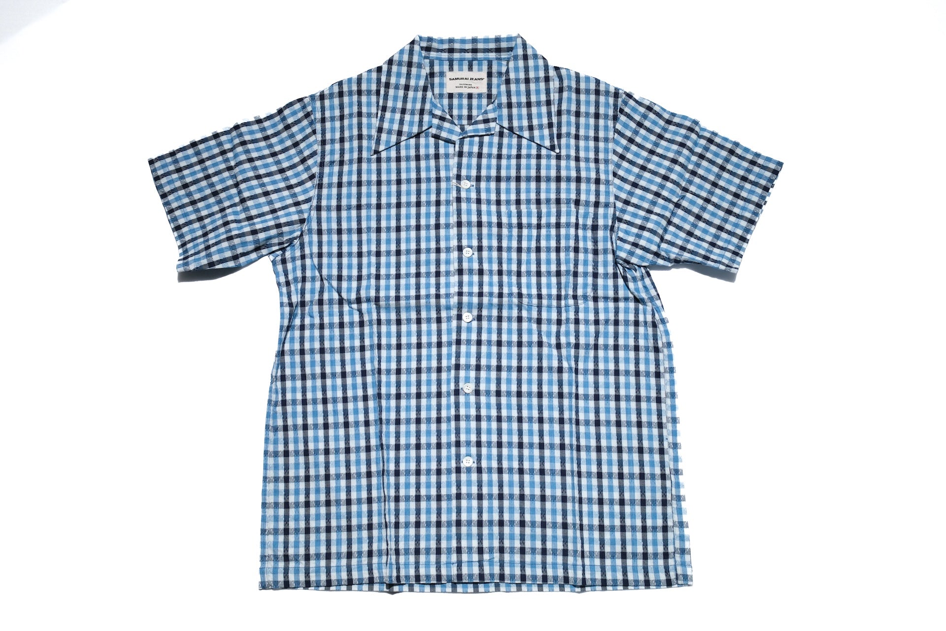 Samurai Natural Indigo Dyed “Diamond Sashiko” S/S Aloha Shirt