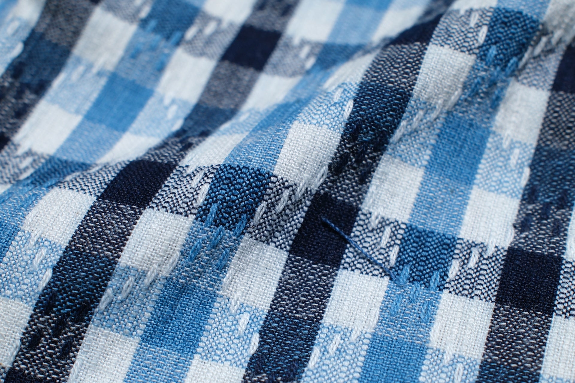 Samurai Natural Indigo Dyed “Diamond Sashiko” S/S Aloha Shirt