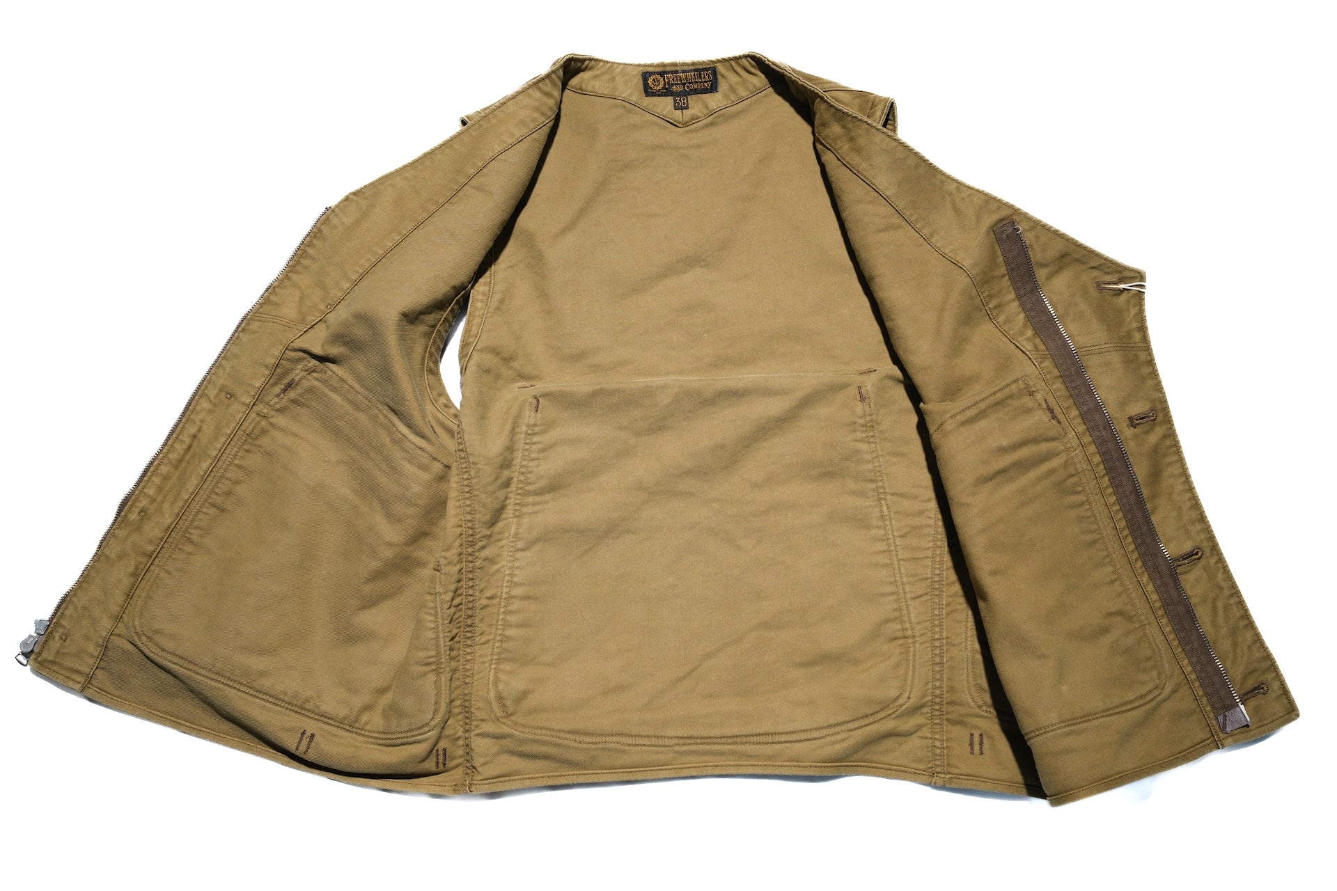 Freewheelers “Speed Engineer” Sleeveless Coat (Khaki)