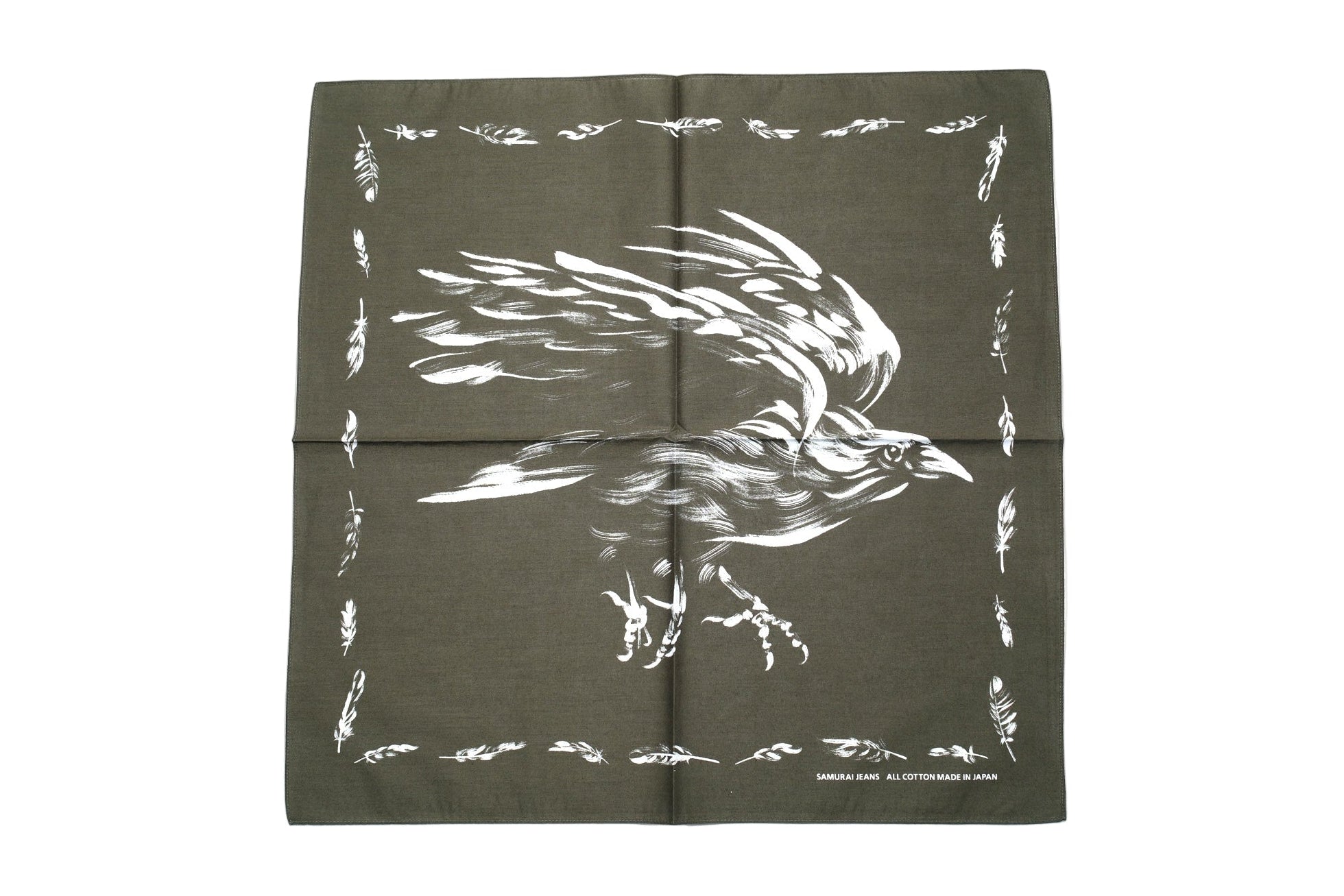 Samurai "Yatagarasu" Cotton Bandana (Olive)