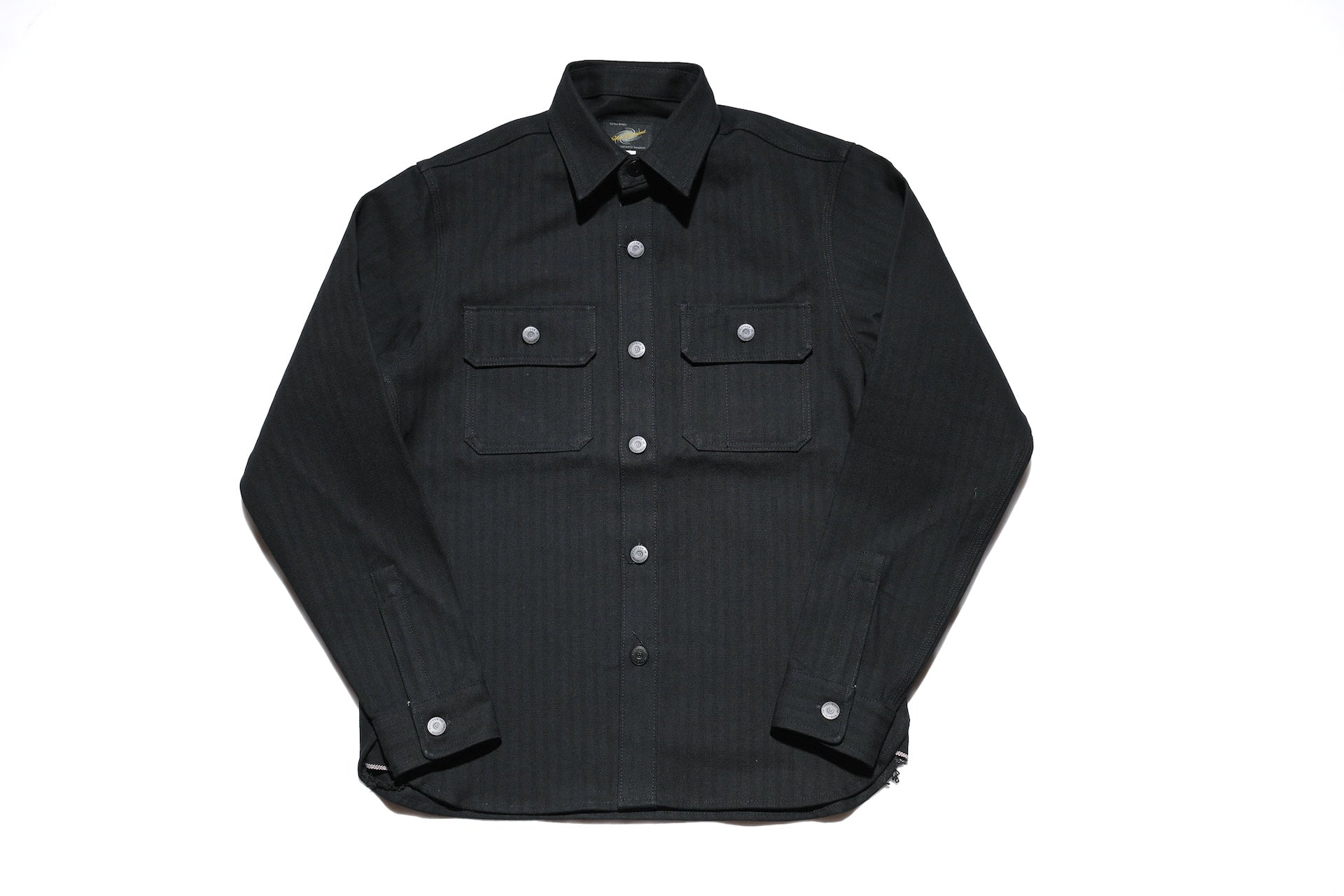 Unique Garment 14oz Selvage HBT 'Officer' Utility Jacketed Shirt (Black)