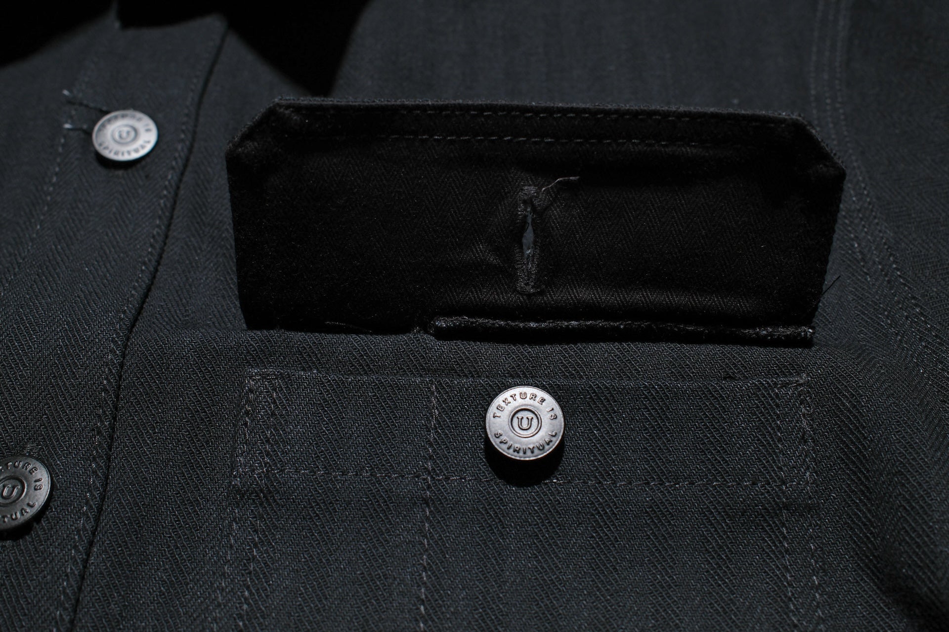 Unique Garment 14oz Selvage HBT 'Officer' Utility Jacketed Shirt (Black)