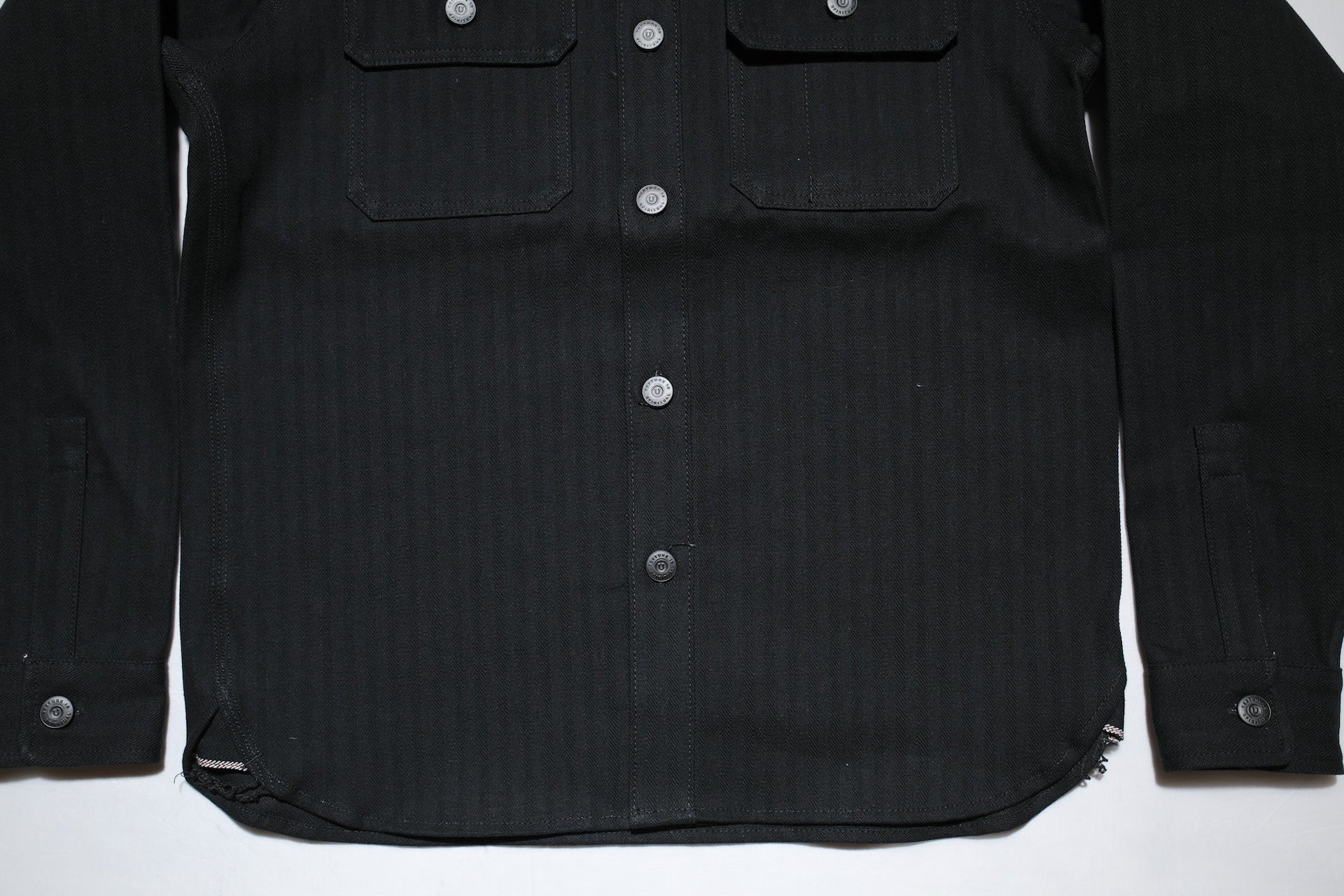 Unique Garment 14oz Selvage HBT 'Officer' Utility Jacketed Shirt (Black)