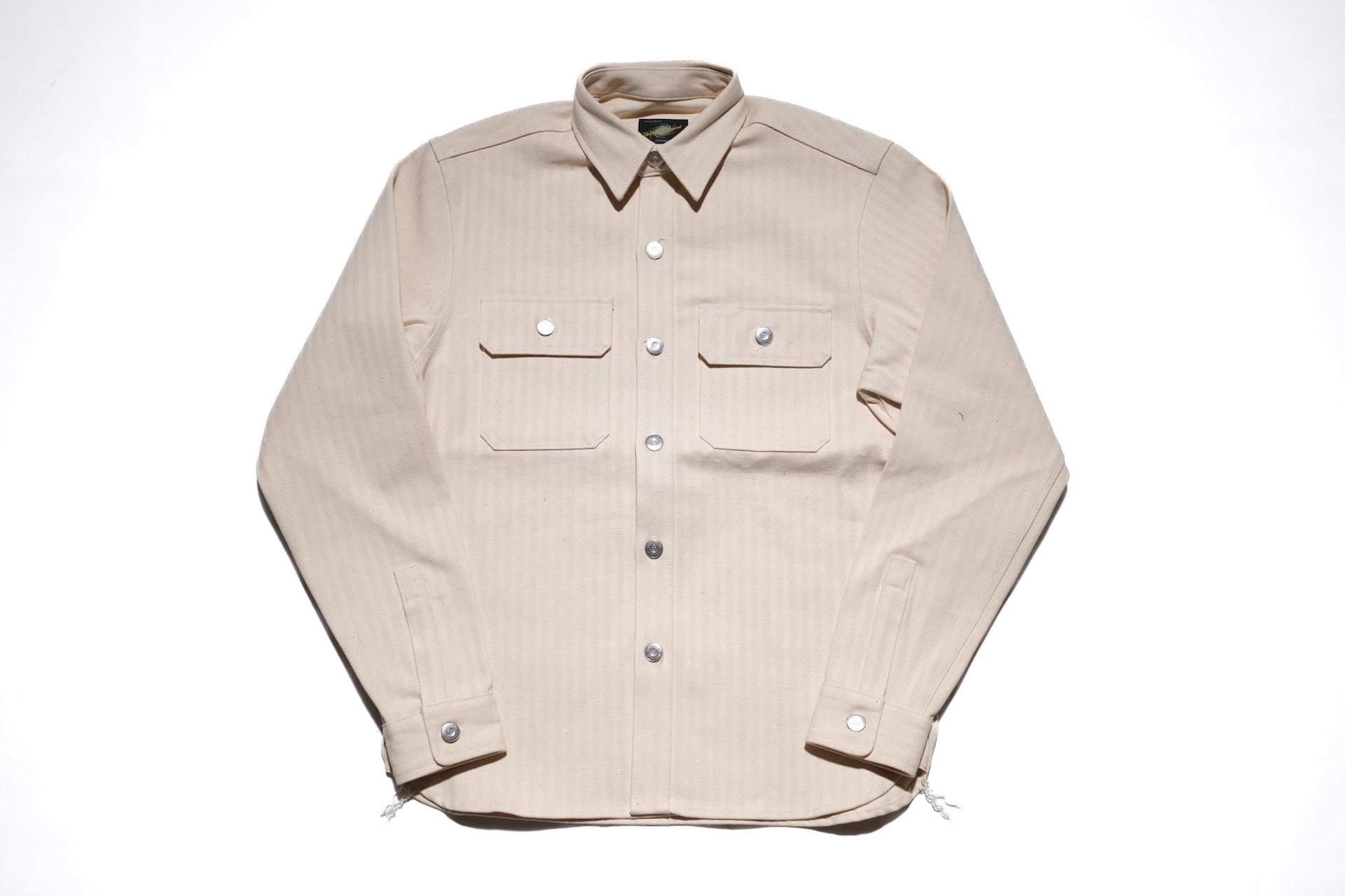 Unique Garment 14oz Selvage HBT 'Officer' Utility Jacketed Shirt (Straw)