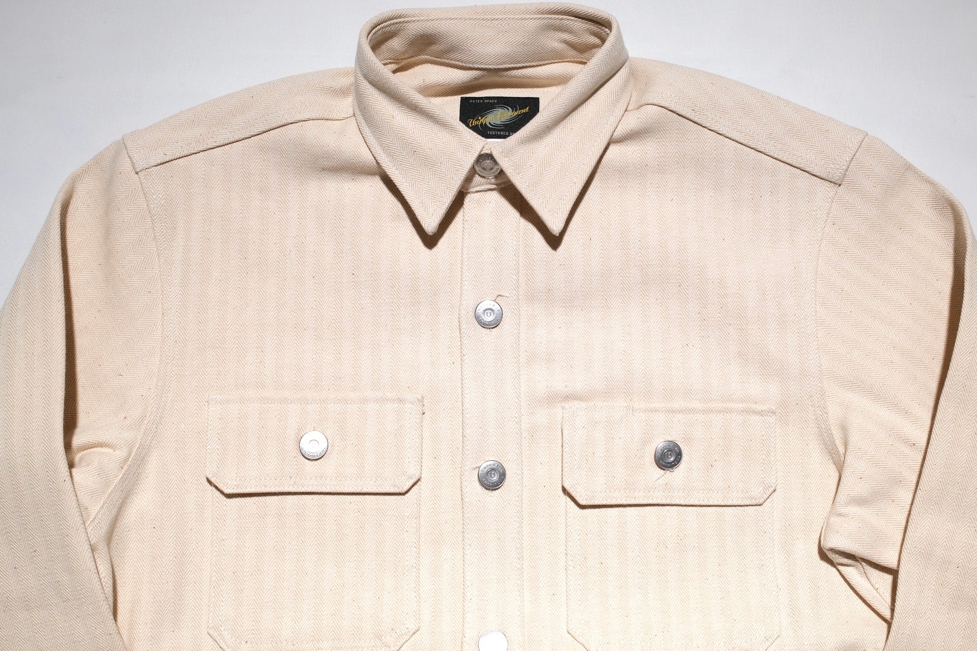 Unique Garment 14oz Selvage HBT 'Officer' Utility Jacketed Shirt (Straw)