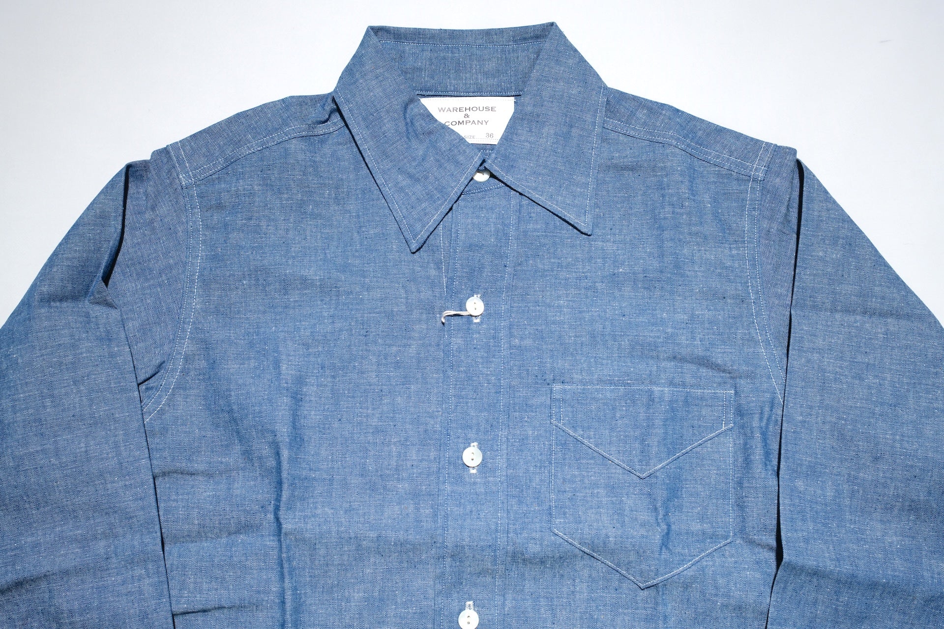 Warehouse Co. 6oz Selvage Chambray "New Deal Programs" Workshirt (Indigo)