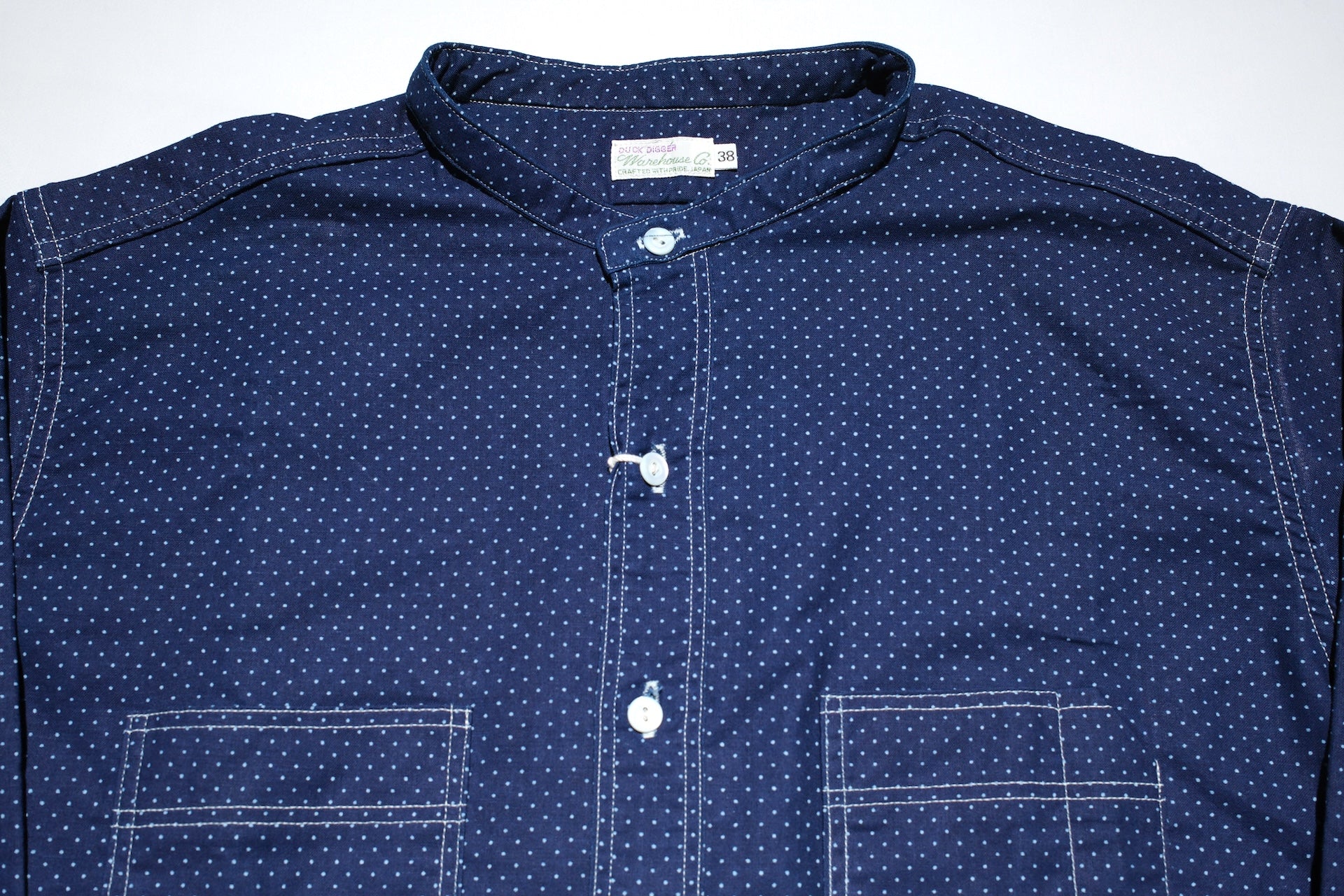 Warehouse Co. 5oz Indigo Dyed Selvage Wabash "Railroad" Stand Collar Shirt