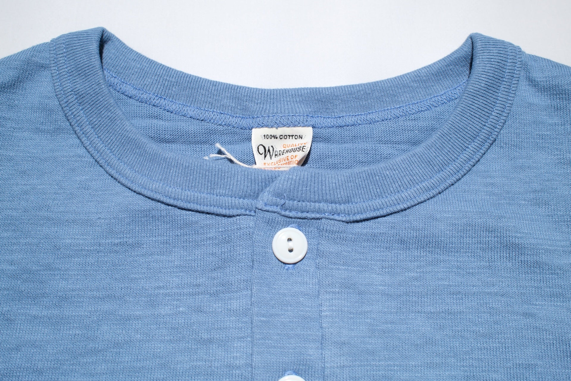 Warehouse 5.5oz "Bamboo Textured" Henley Tee (Pale Blue)