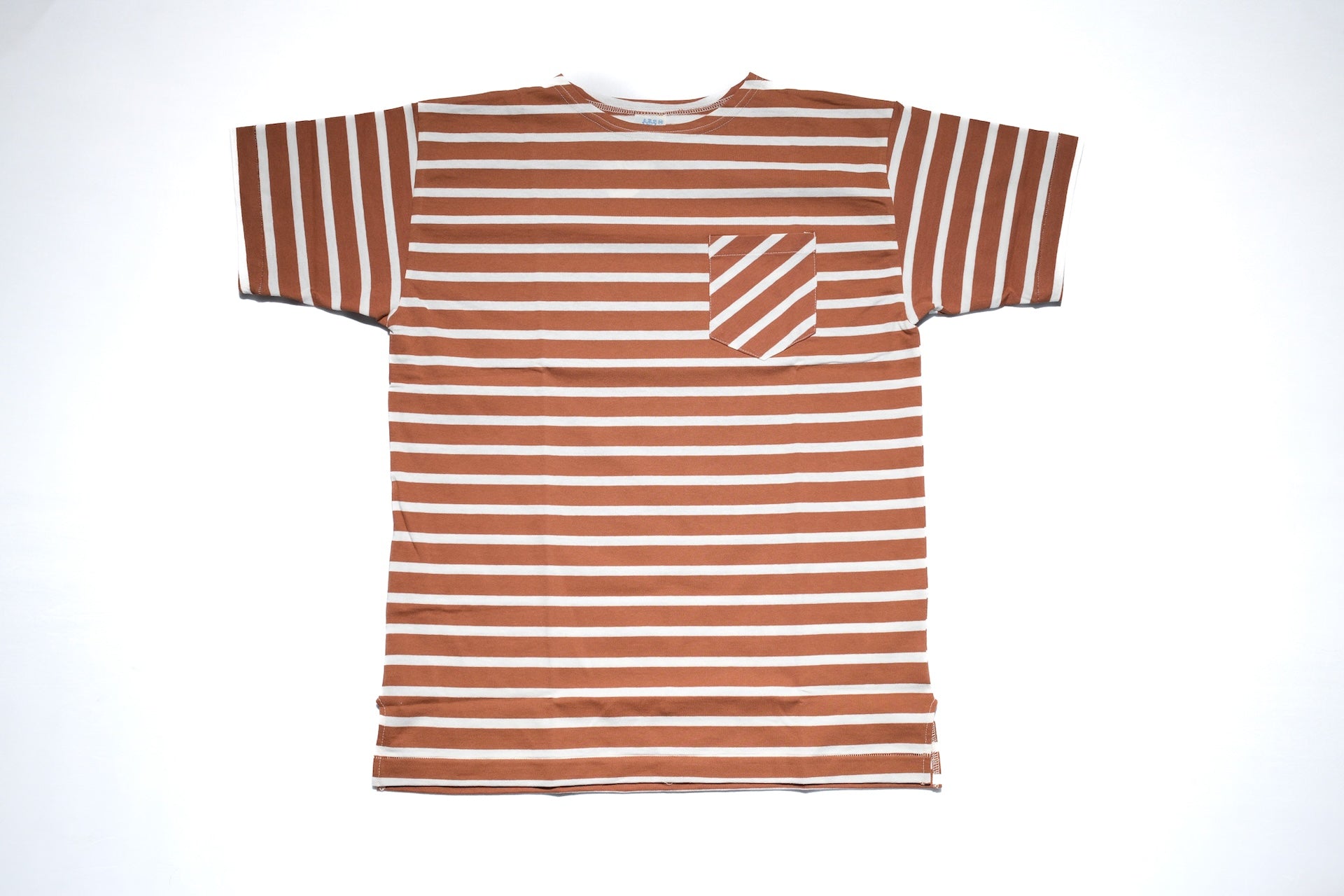 John Gluckow X Warehouse Co. 6oz "Deck" Loopwheeled Pocket Tee (Brown X Off White)