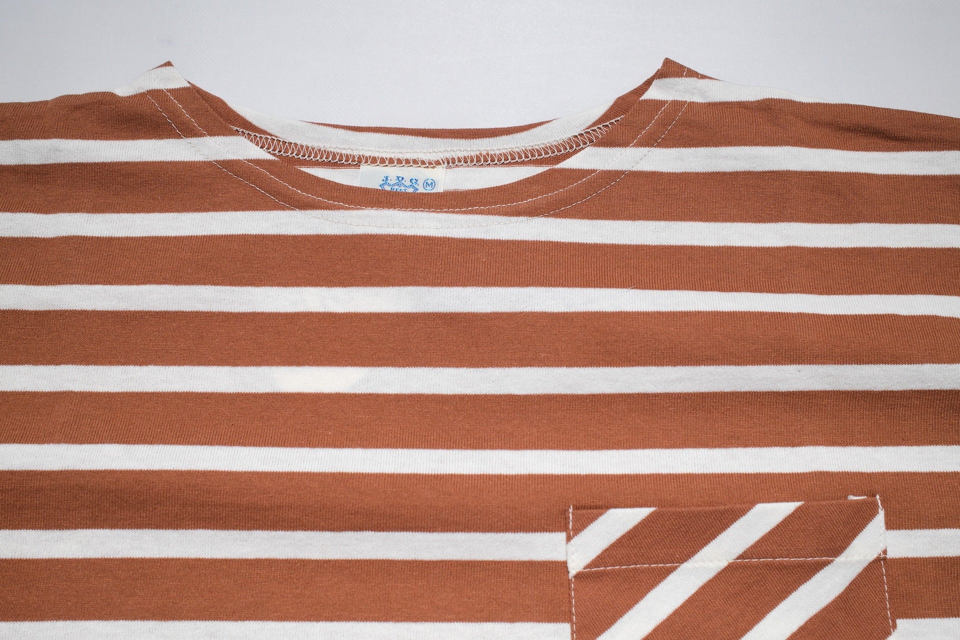 John Gluckow X Warehouse Co. 6oz "Deck" Loopwheeled Pocket Tee (Brown X Off White)