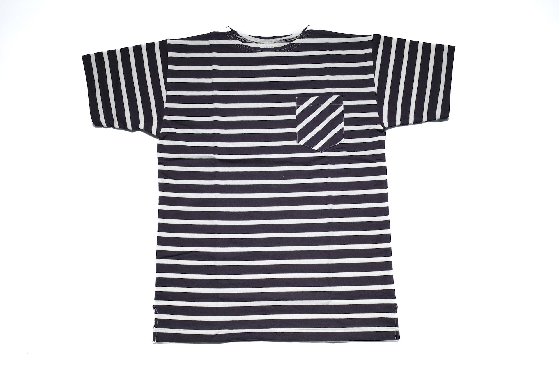 John Gluckow X Warehouse Co. 6oz "Deck" Loopwheeled Pocket Tee (Navy X Off White)