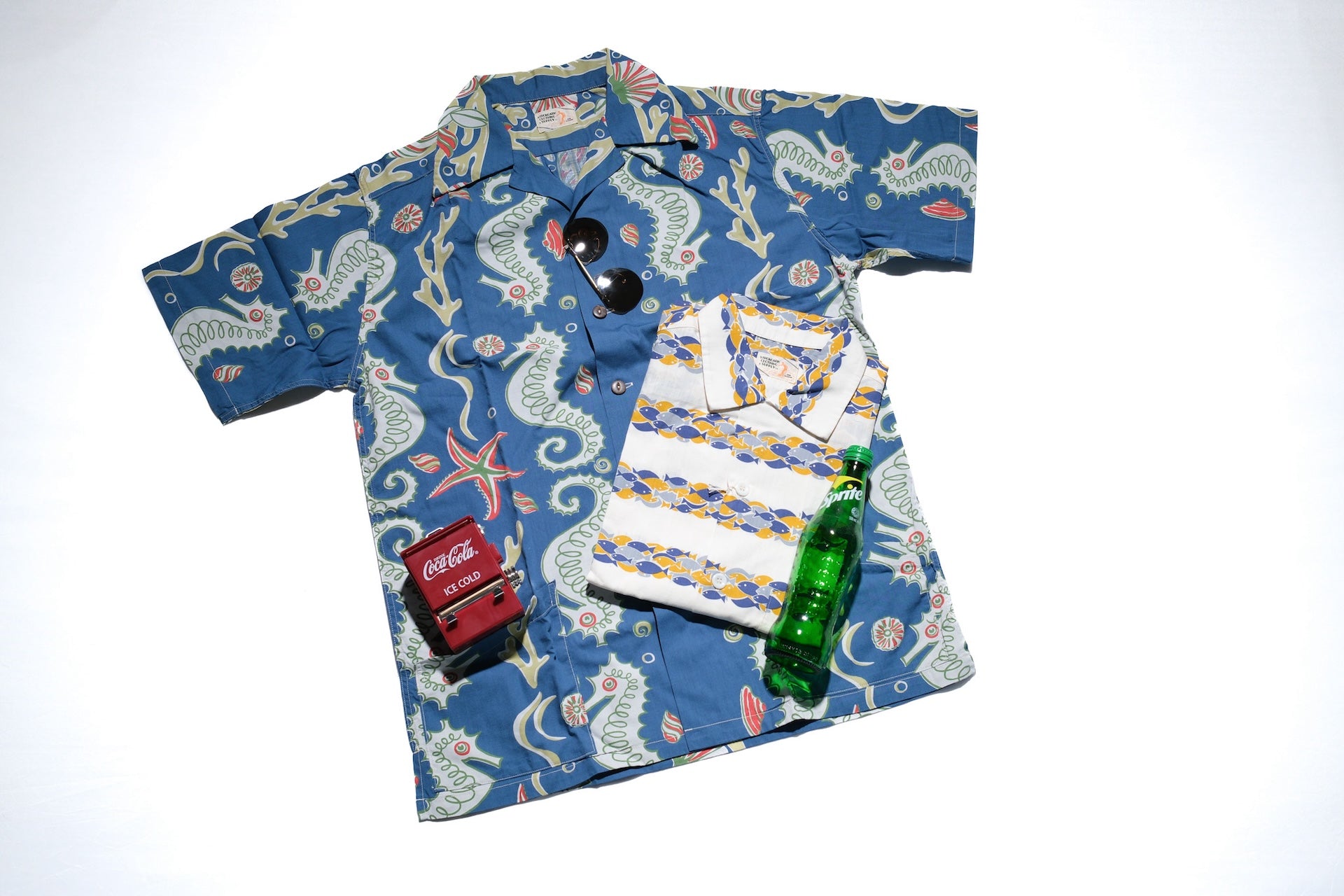 John Gluckow X Warehouse "School of Fish" S/S Print Hawaii Shirt (Ivory)