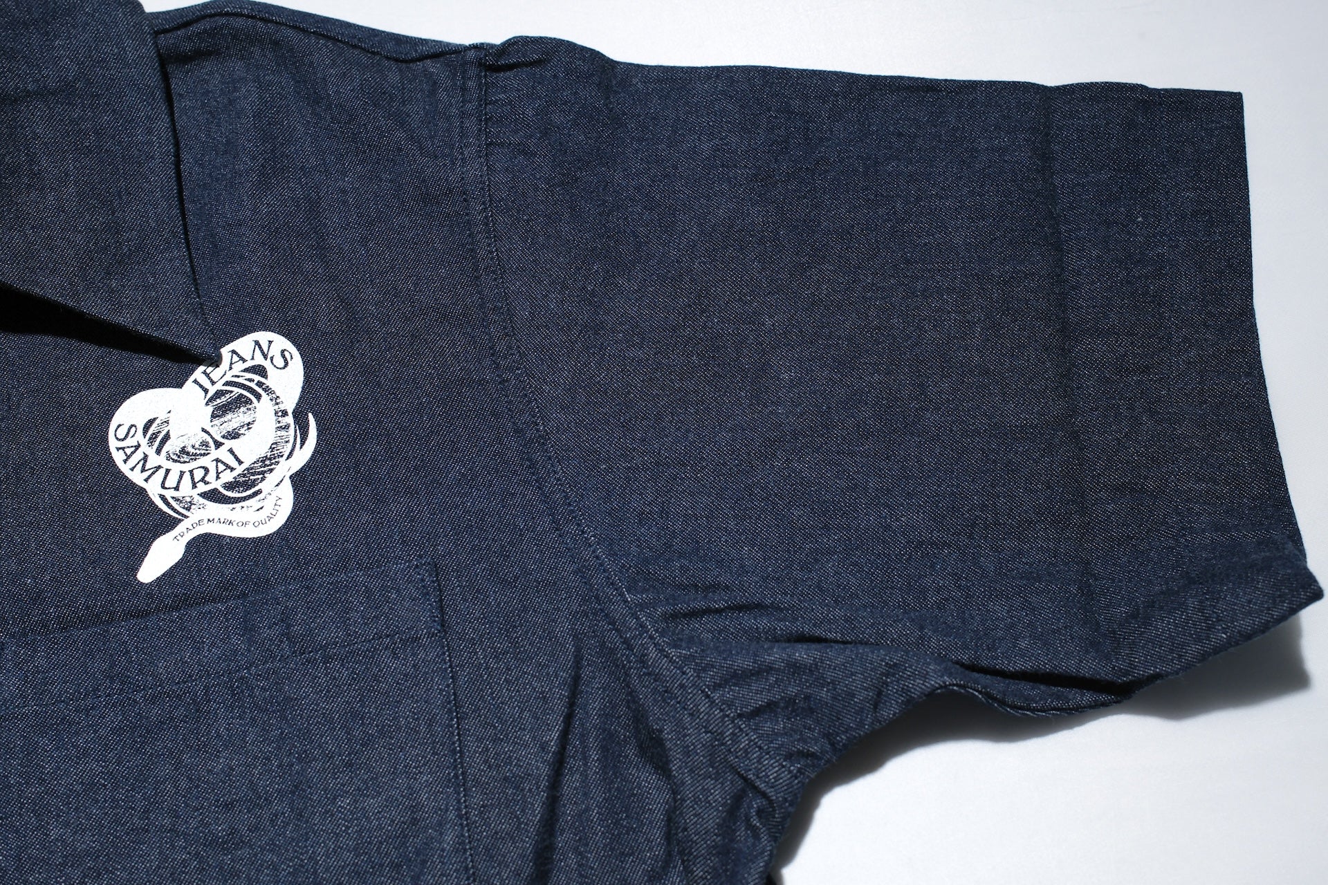 Samurai 8oz Indigo Dyed Denim "Musha-e" 8oz Open Collar S/S Shirt