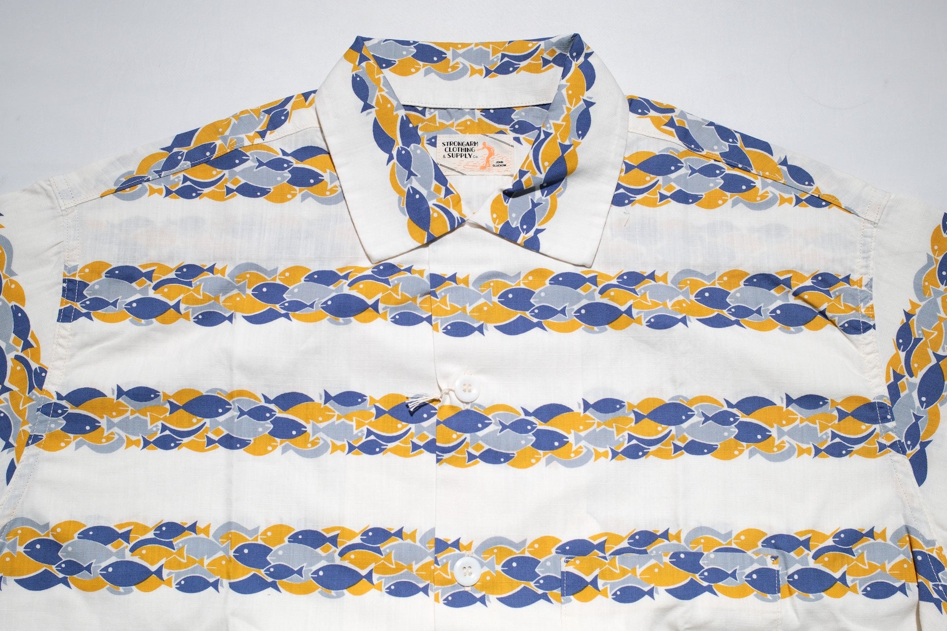 John Gluckow X Warehouse "School of Fish" S/S Print Hawaii Shirt (Ivory)