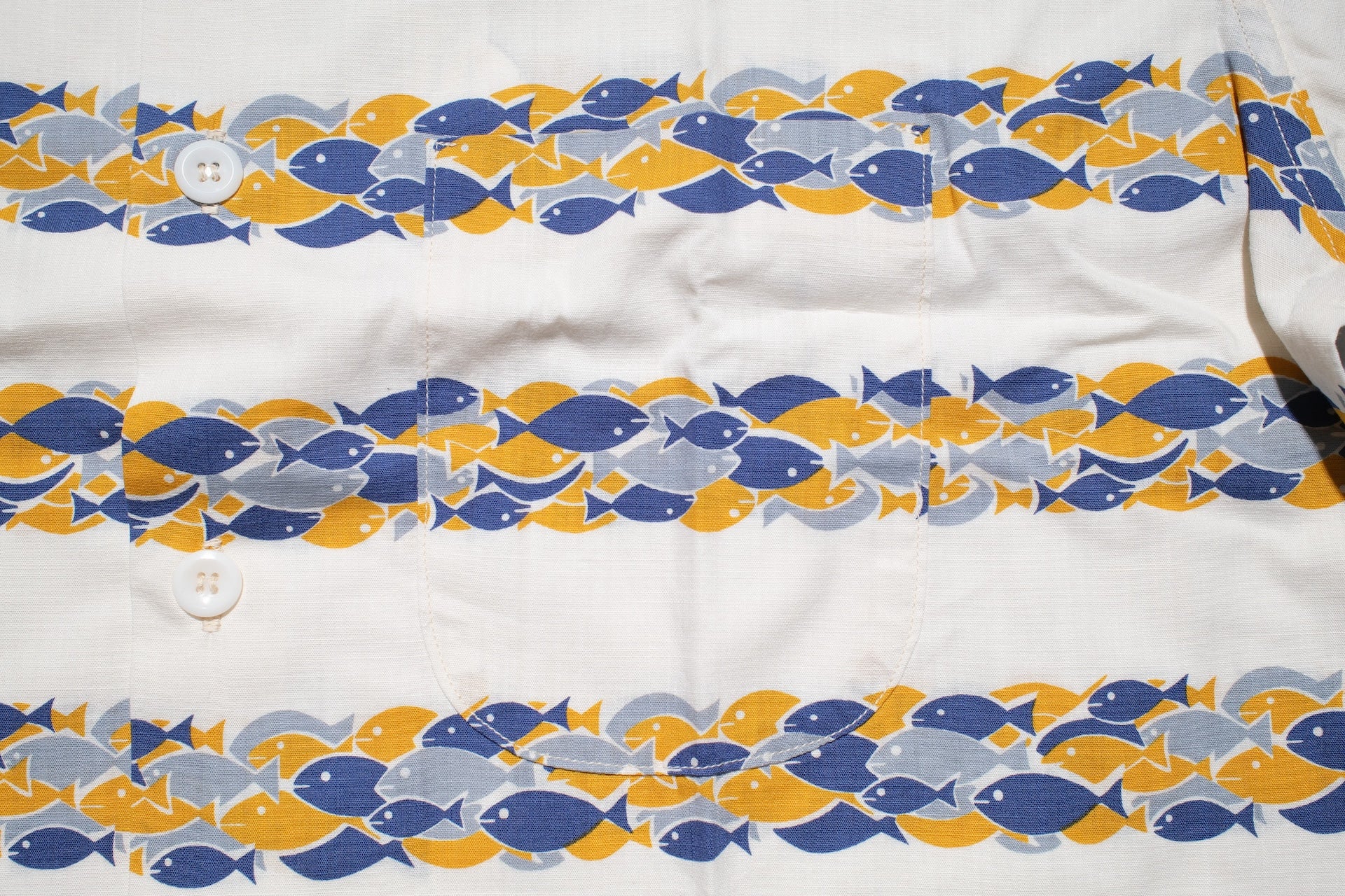 John Gluckow X Warehouse "School of Fish" S/S Print Hawaii Shirt (Ivory)