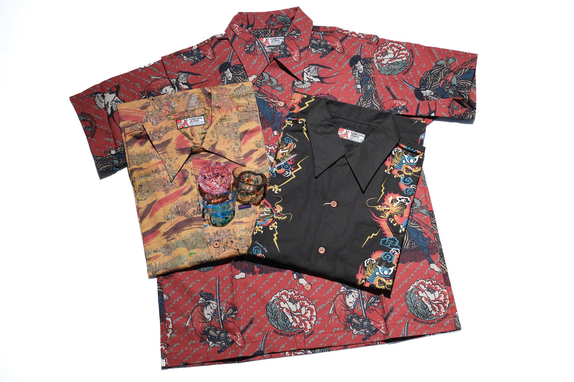 Samurai "Flying Dragon" S/S Aloha Shirt (Black)