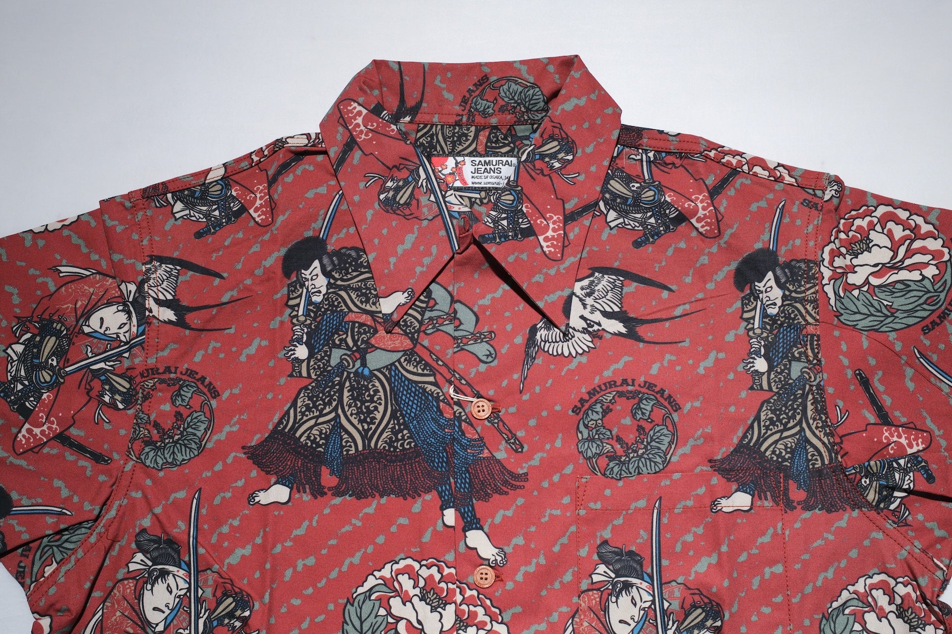 Samurai "Ukiyo-e" S/S Aloha Shirt (Red)