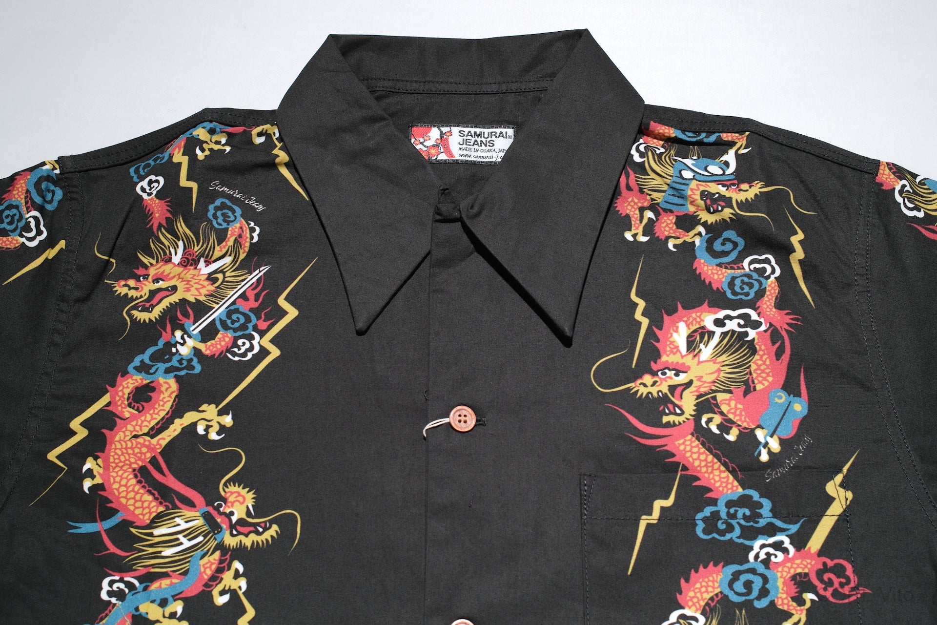 Samurai "Flying Dragon" S/S Aloha Shirt (Black)