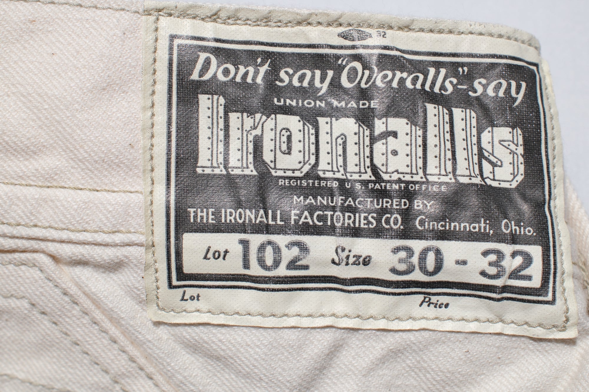 Freewheelers 11oz Lot. 102 "Ironalls" Cotton Drill Overalls (Raw White)
