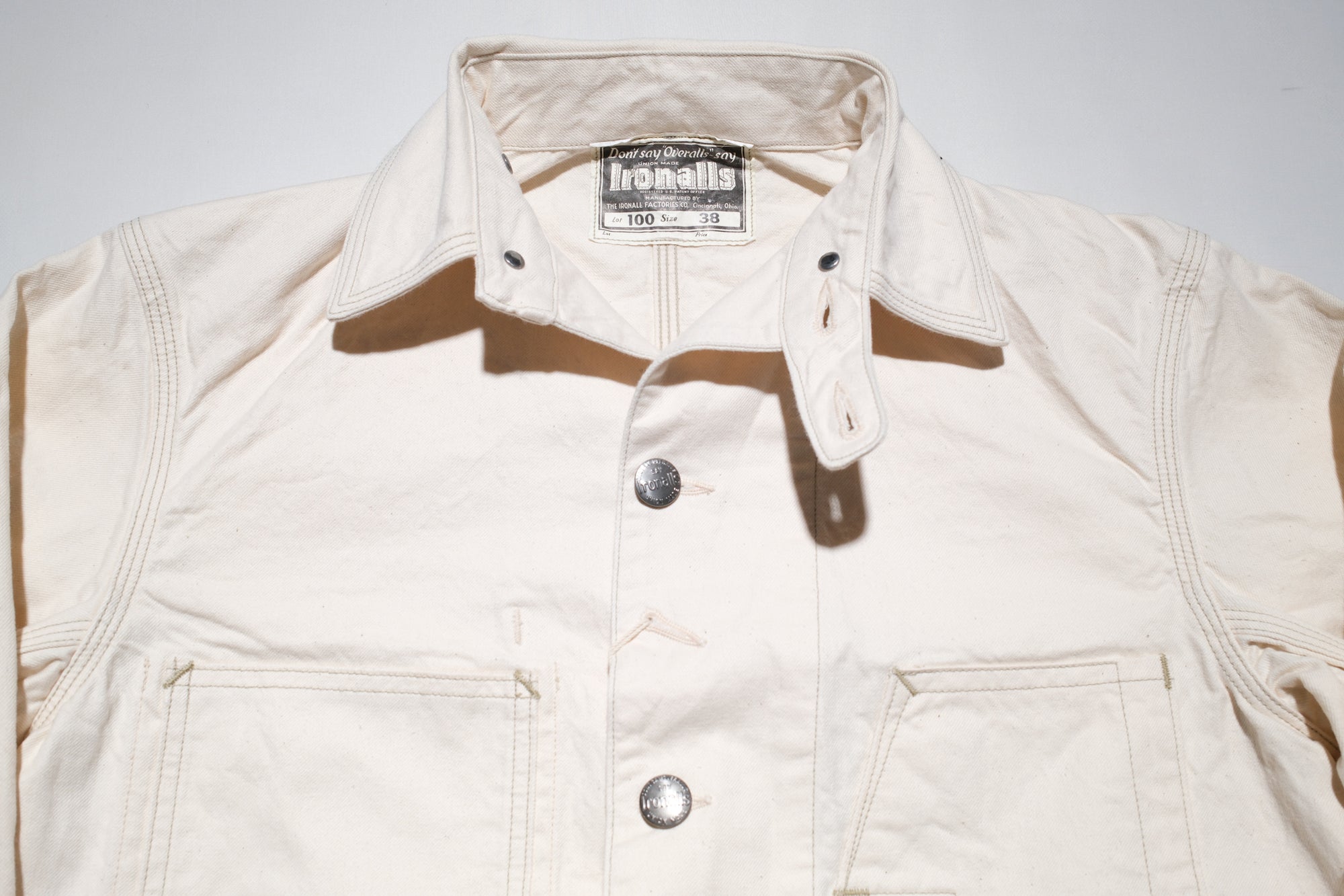 Freewheelers 11oz Lot. 100 "Ironalls" Cotton Drill Jacket (Raw White)