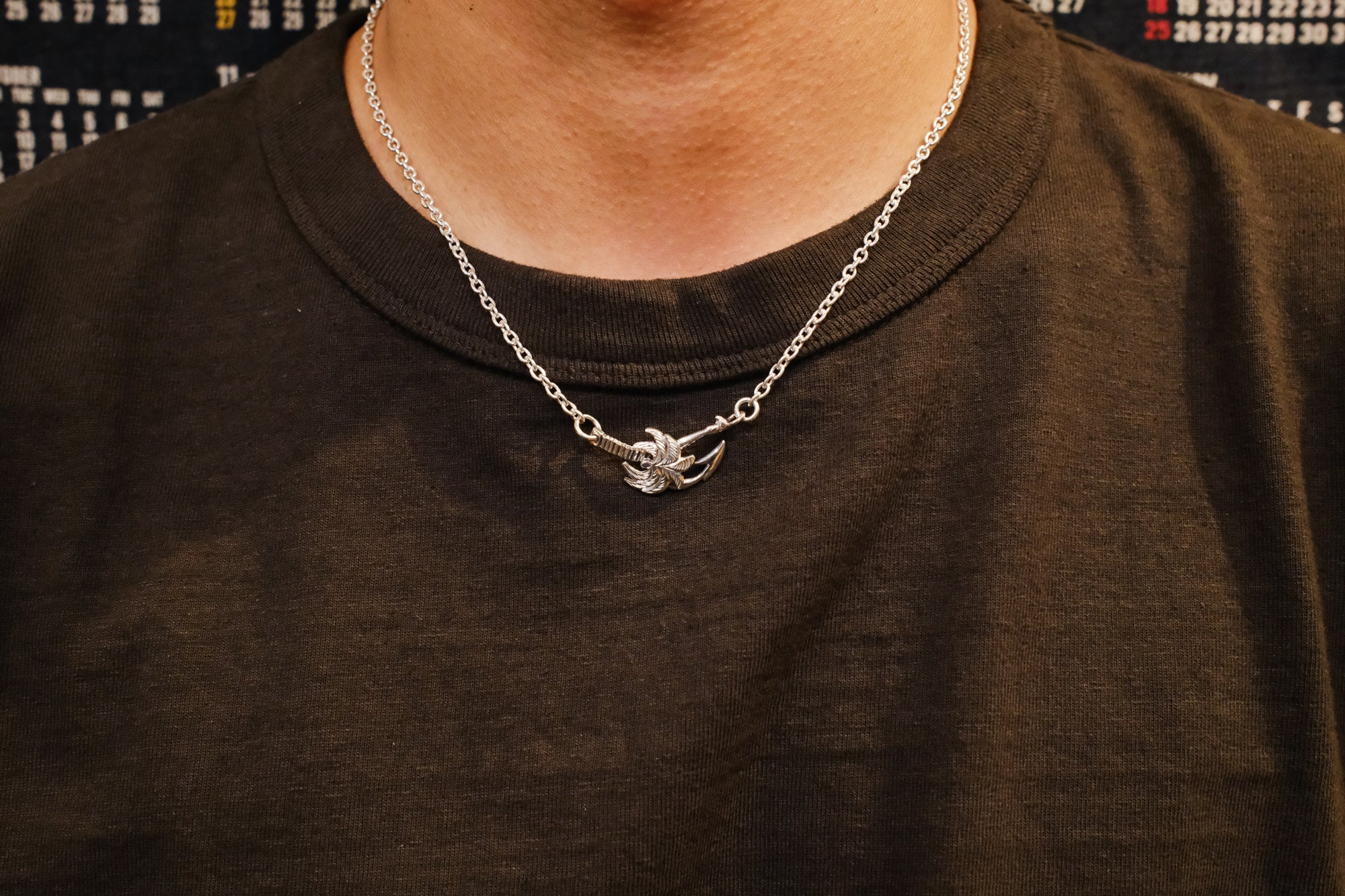 The One OCEAN "Round Azuki" Silver Chain with “Palm Tree” Hook (Small)