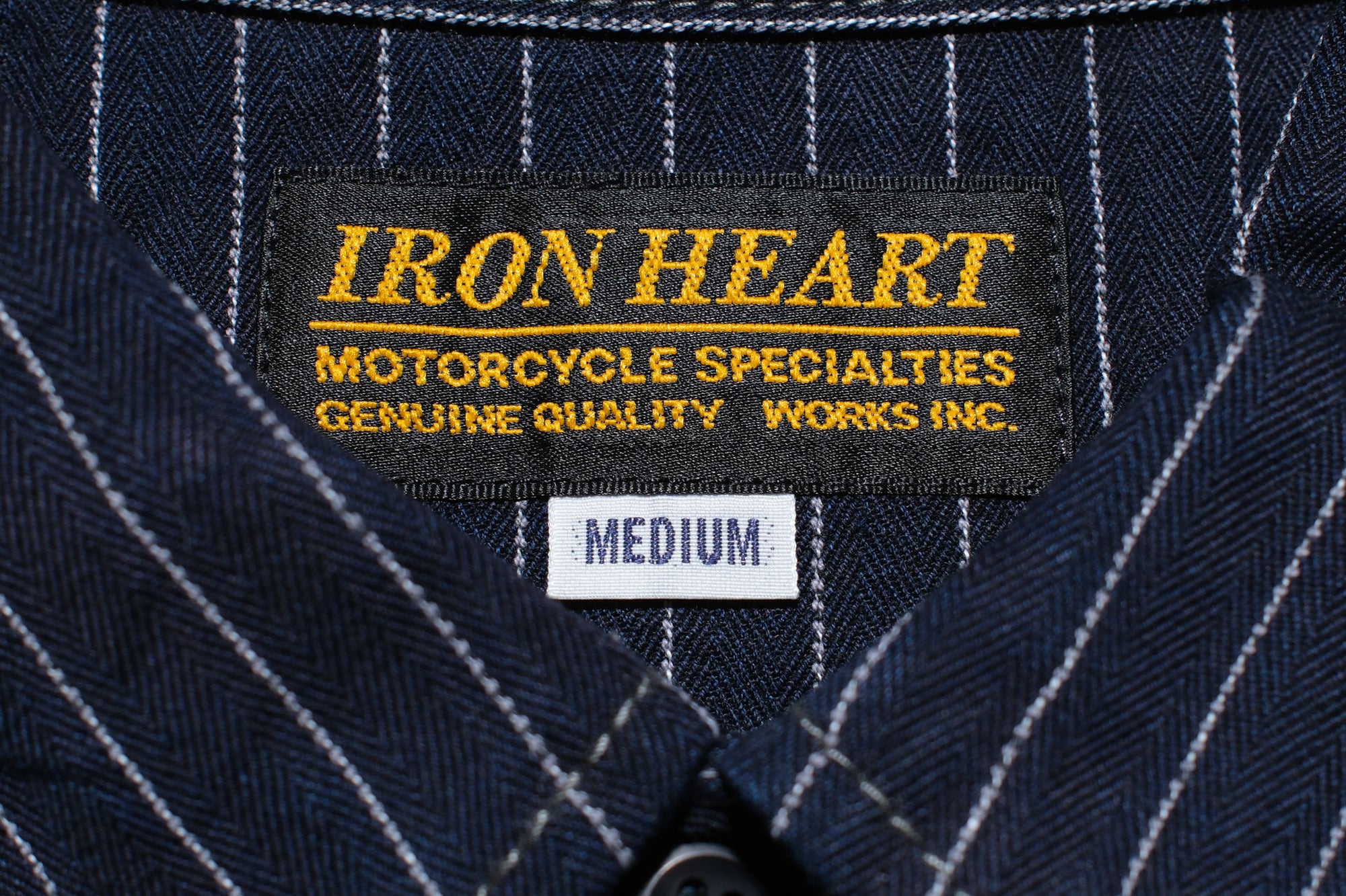 Iron Heart 8.5oz Indigo Dyed Herringbone Stripe Western Shirt