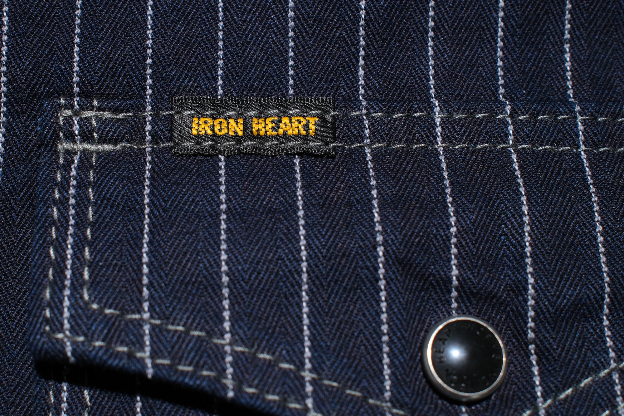 Iron Heart 8.5oz Indigo Dyed Herringbone Stripe Western Shirt
