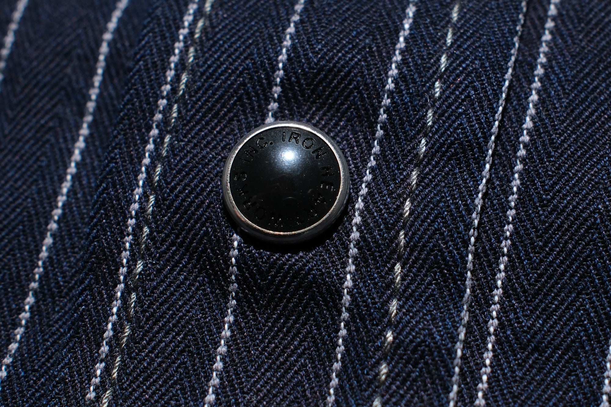 Iron Heart 8.5oz Indigo Dyed Herringbone Stripe Western Shirt