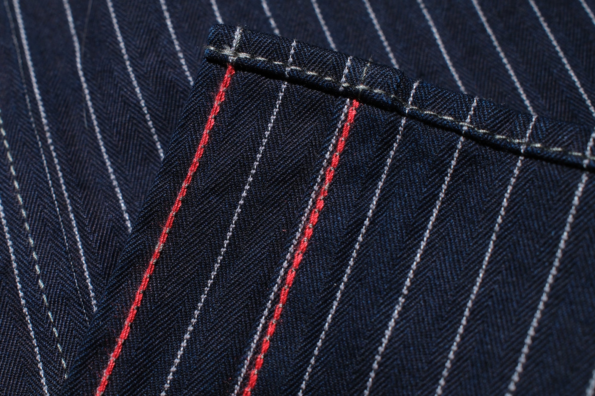 Iron Heart 8.5oz Indigo Dyed Herringbone Stripe Western Shirt