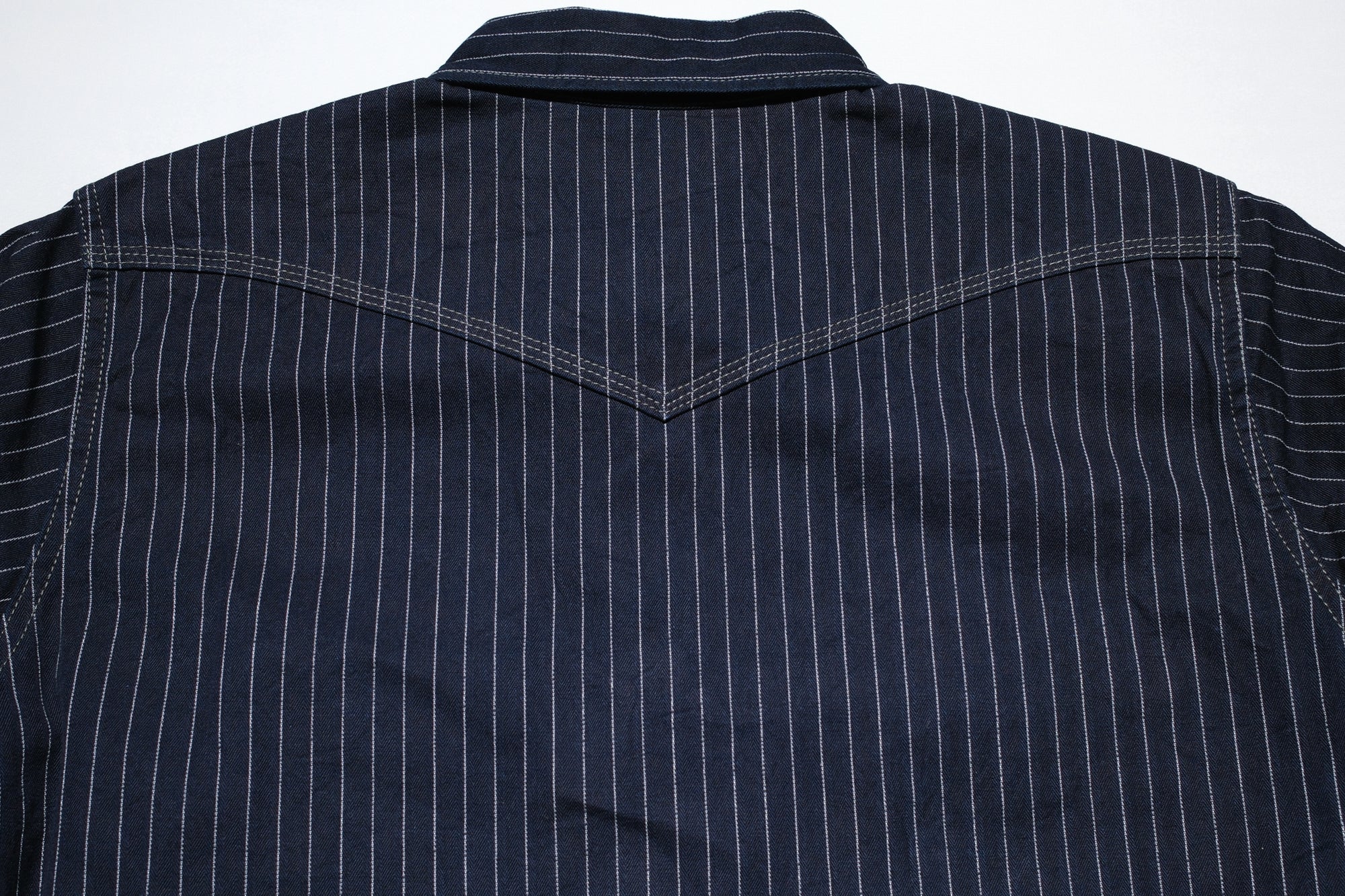 Iron Heart 8.5oz Indigo Dyed Herringbone Stripe Western Shirt