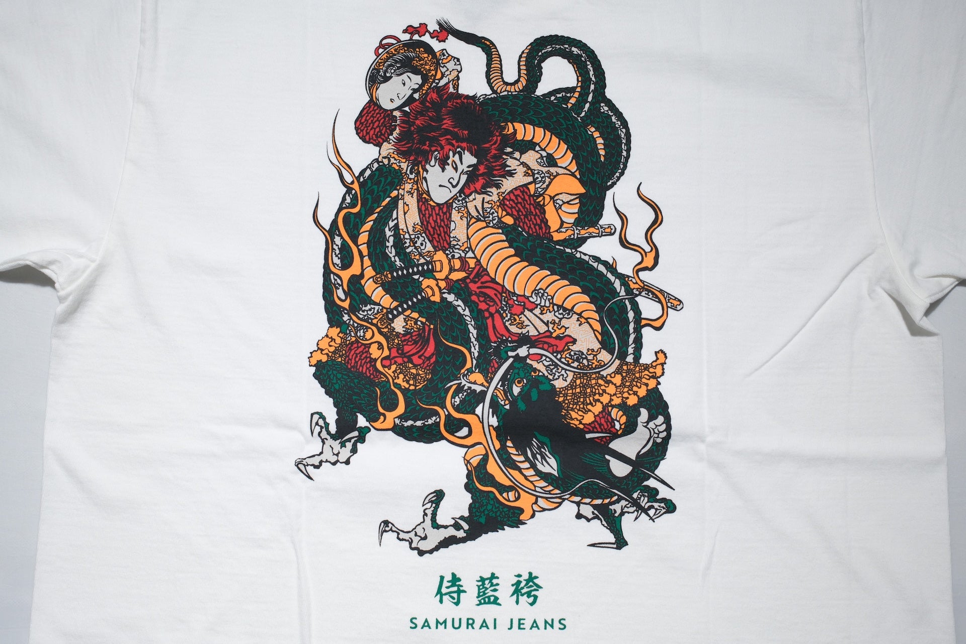 Samurai 8.5oz "Dragon Slayer Ryuou-Taro" Loopwheeled Tee (White)