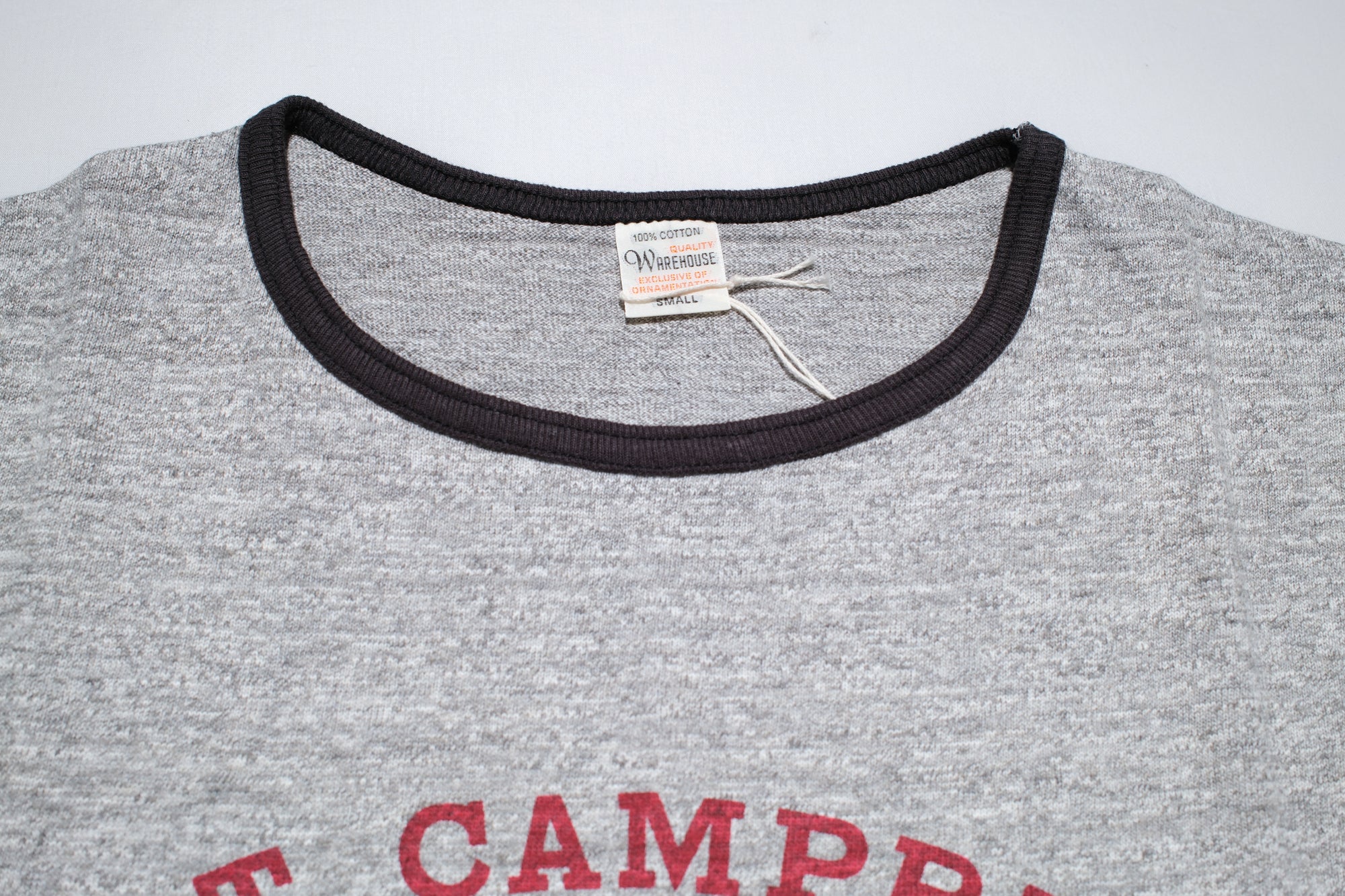 Warehouse 5.5oz "Campell" Ringer Loopwheeled Tees (Heather Grey X Black)