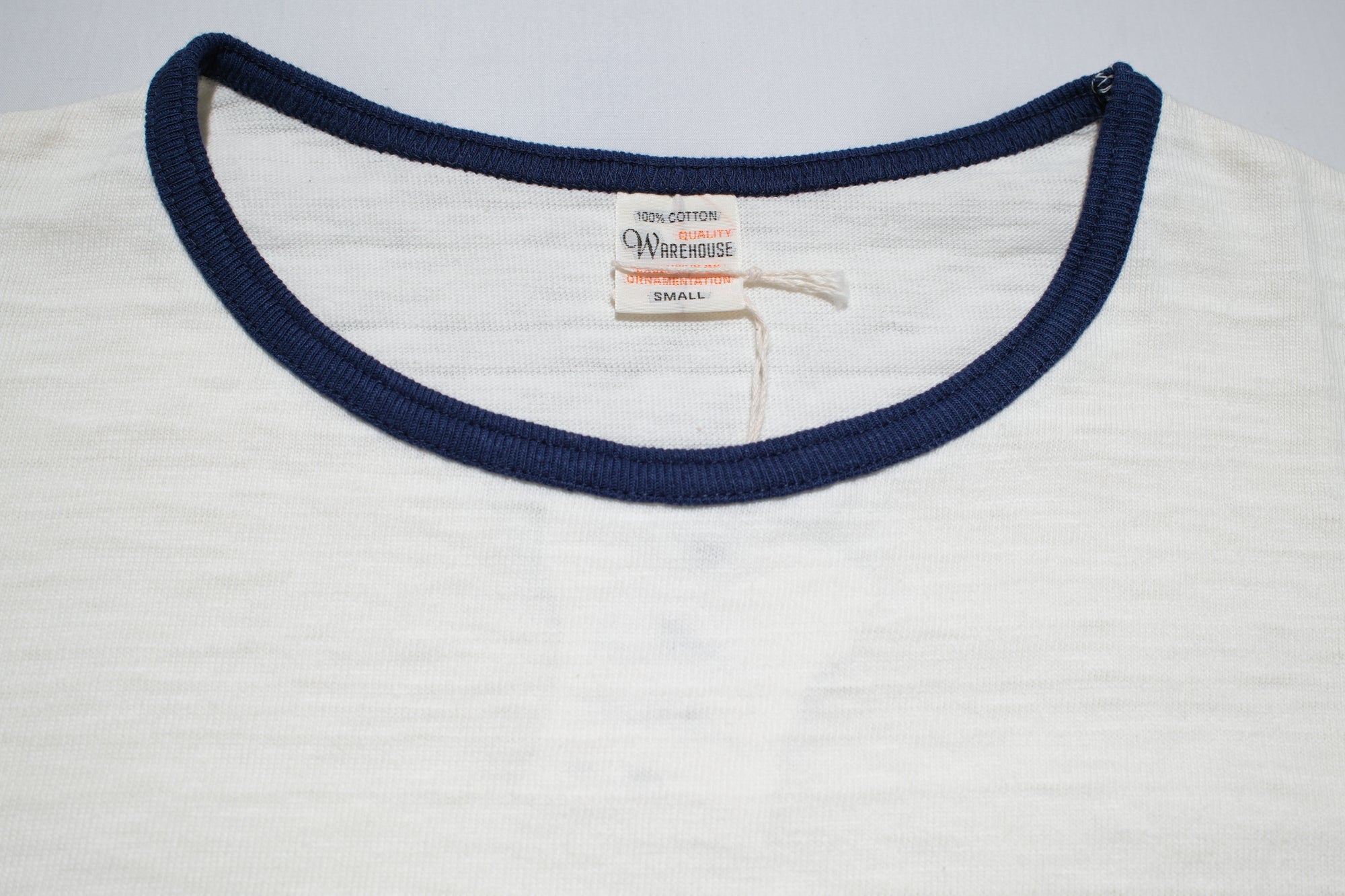 Warehouse 5.5oz "Glenwood" Ringer Loopwheeled Tees (Cream X Navy)