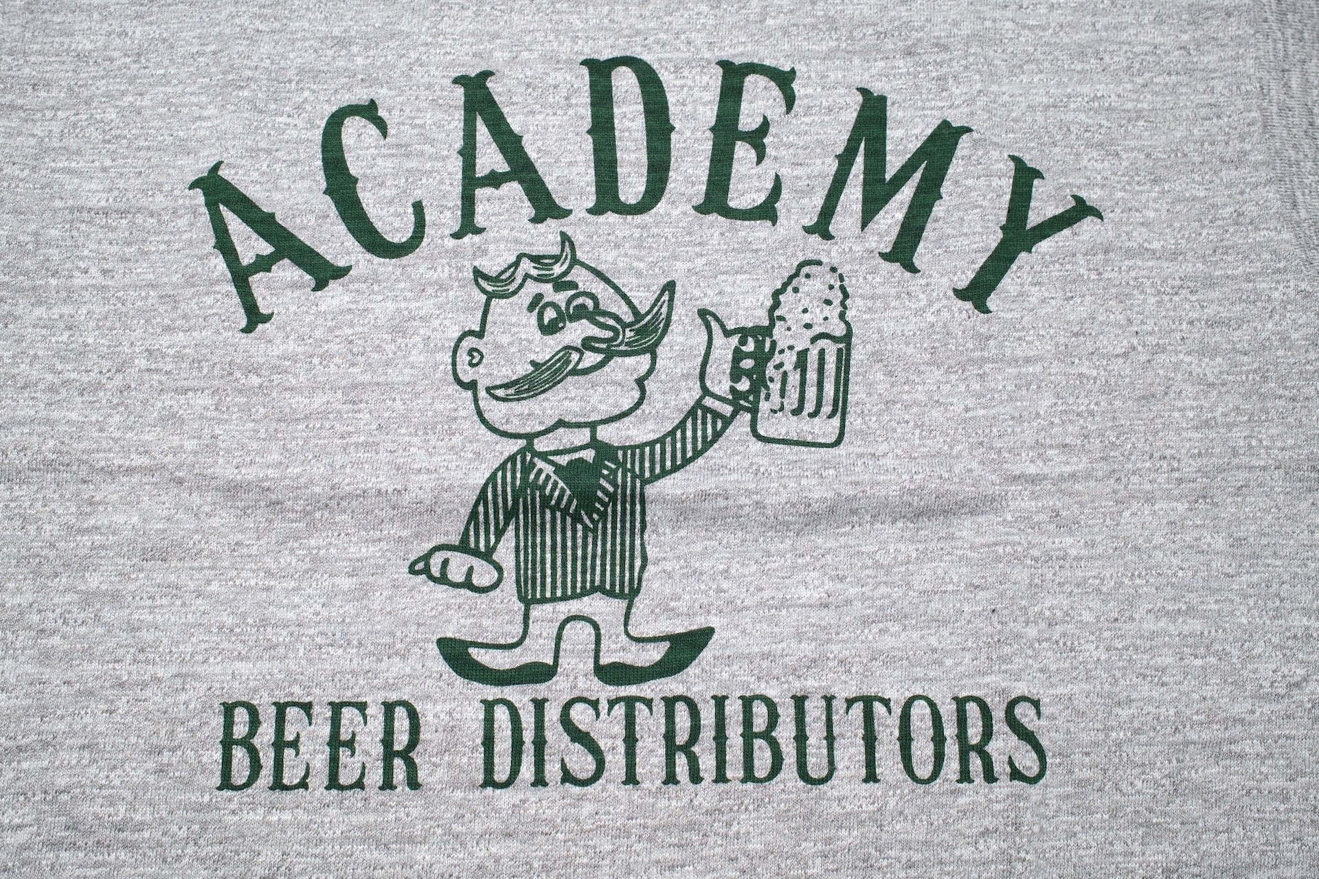 John Gluckow X Warehouse Co. 6oz ‘Academy Beer Distributors’ Loopwheeled Tee (Heather Grey)