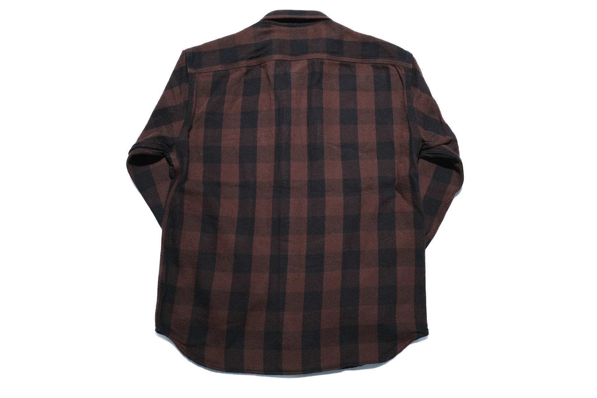 MOMOTARO JEANS Medium-Weight Cotton Flannel Workshirt (Brown)