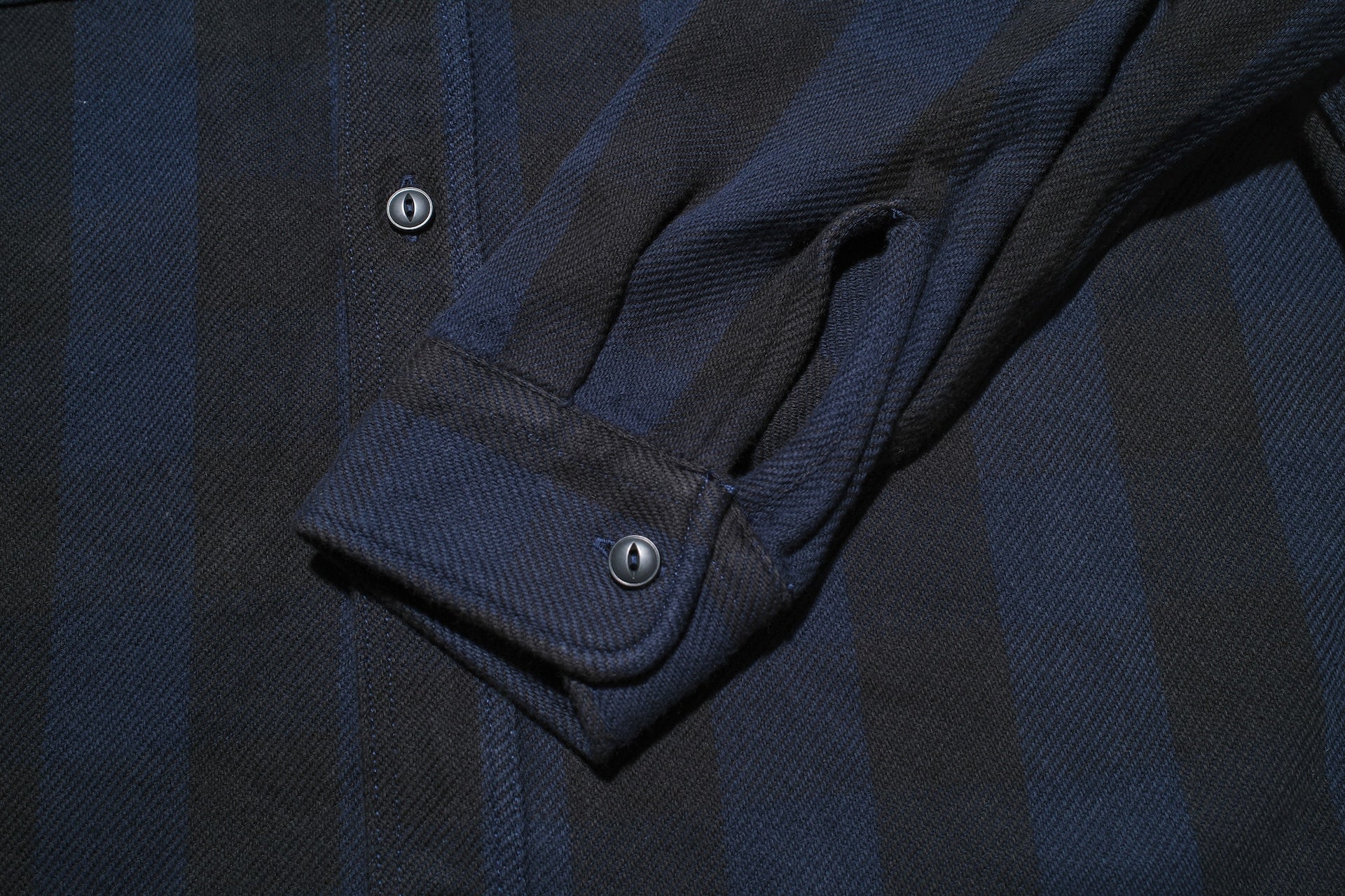 MOMOTARO JEANS Medium-Weight Cotton Flannel Workshirt (Navy)