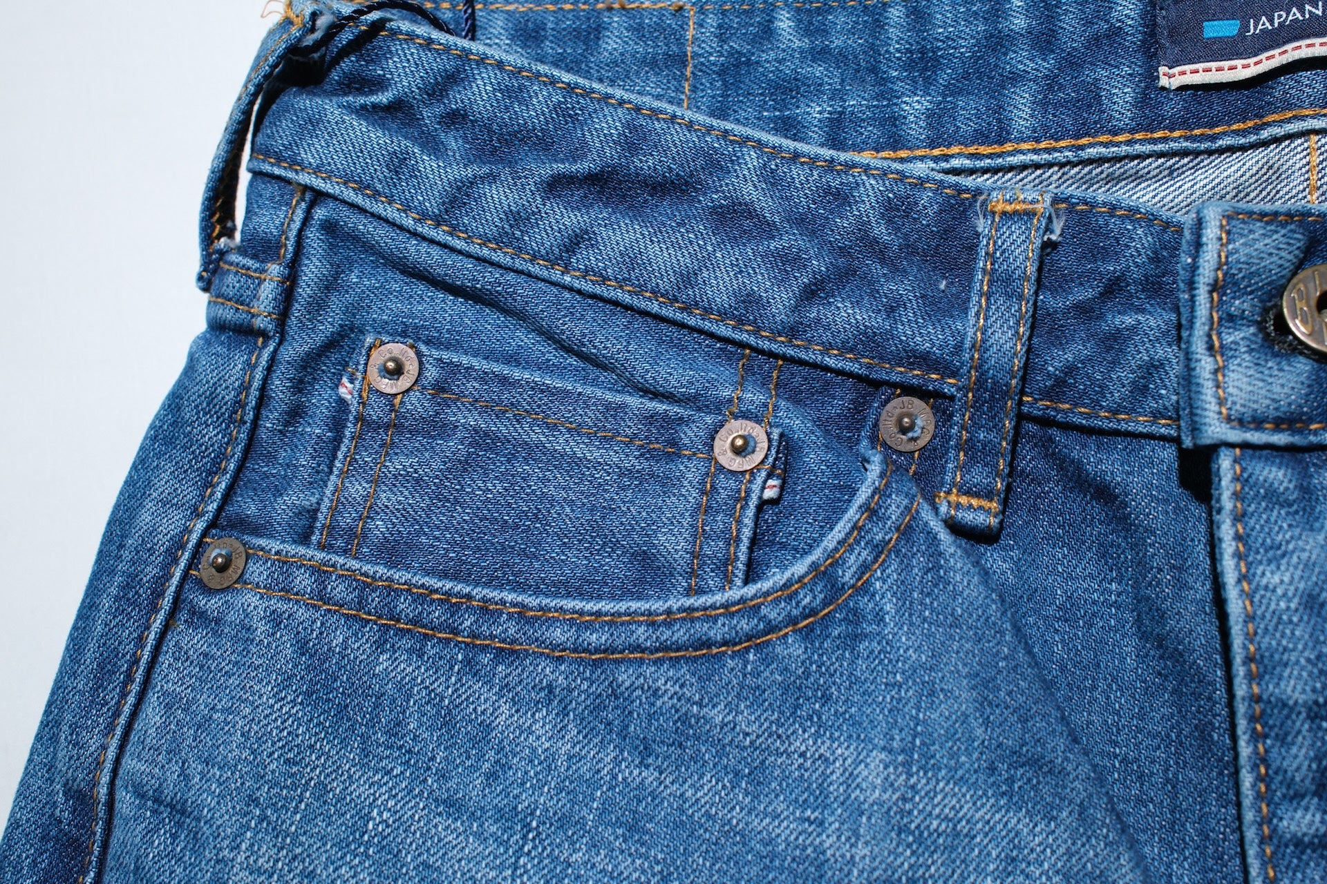 Japan Blue 14.8oz “Mid-Washed Circle” J201-M Denim (Slim Tapered fit)