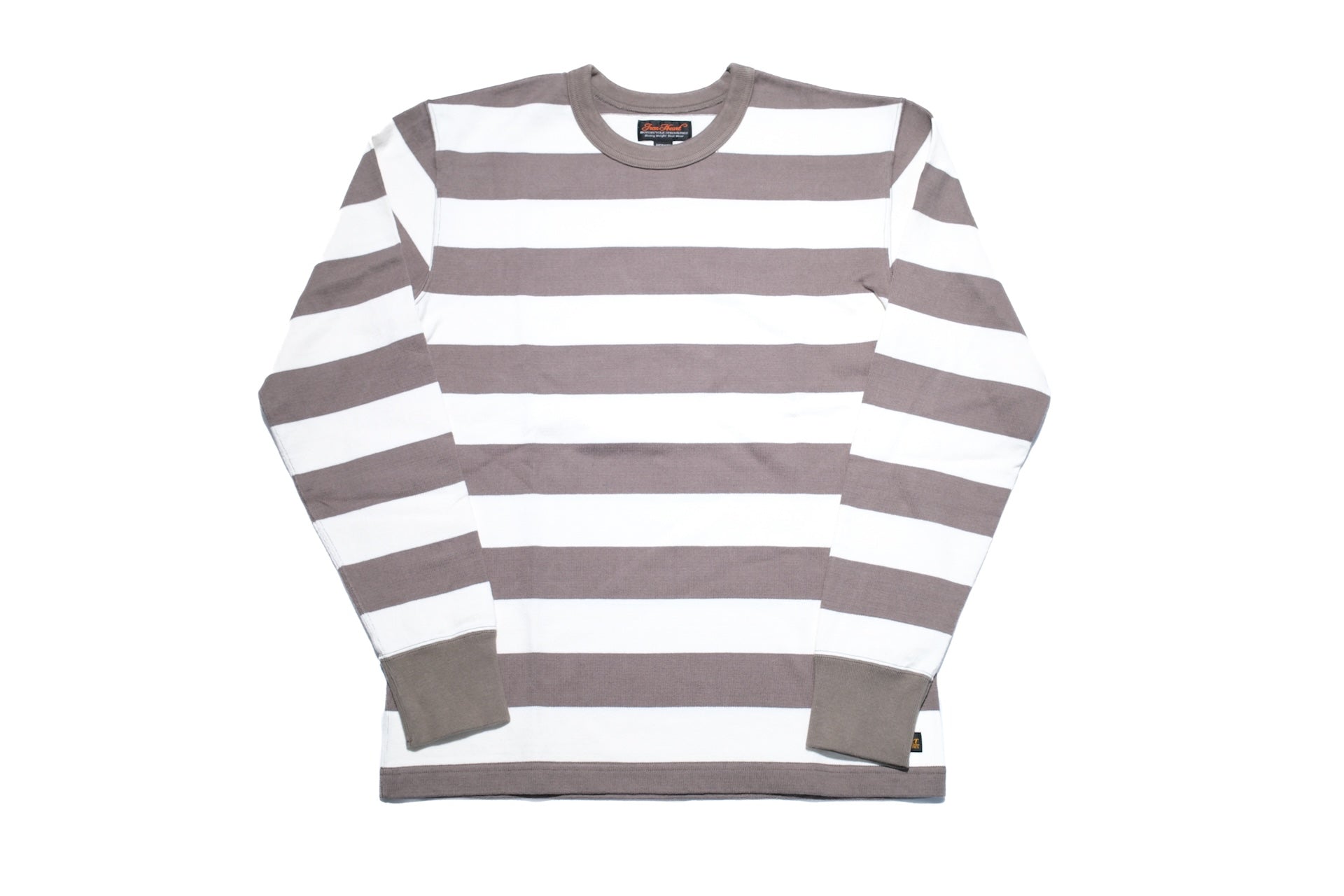 Iron Heart 11oz Cotton Knit Border L/S Sweater (Grey X White)