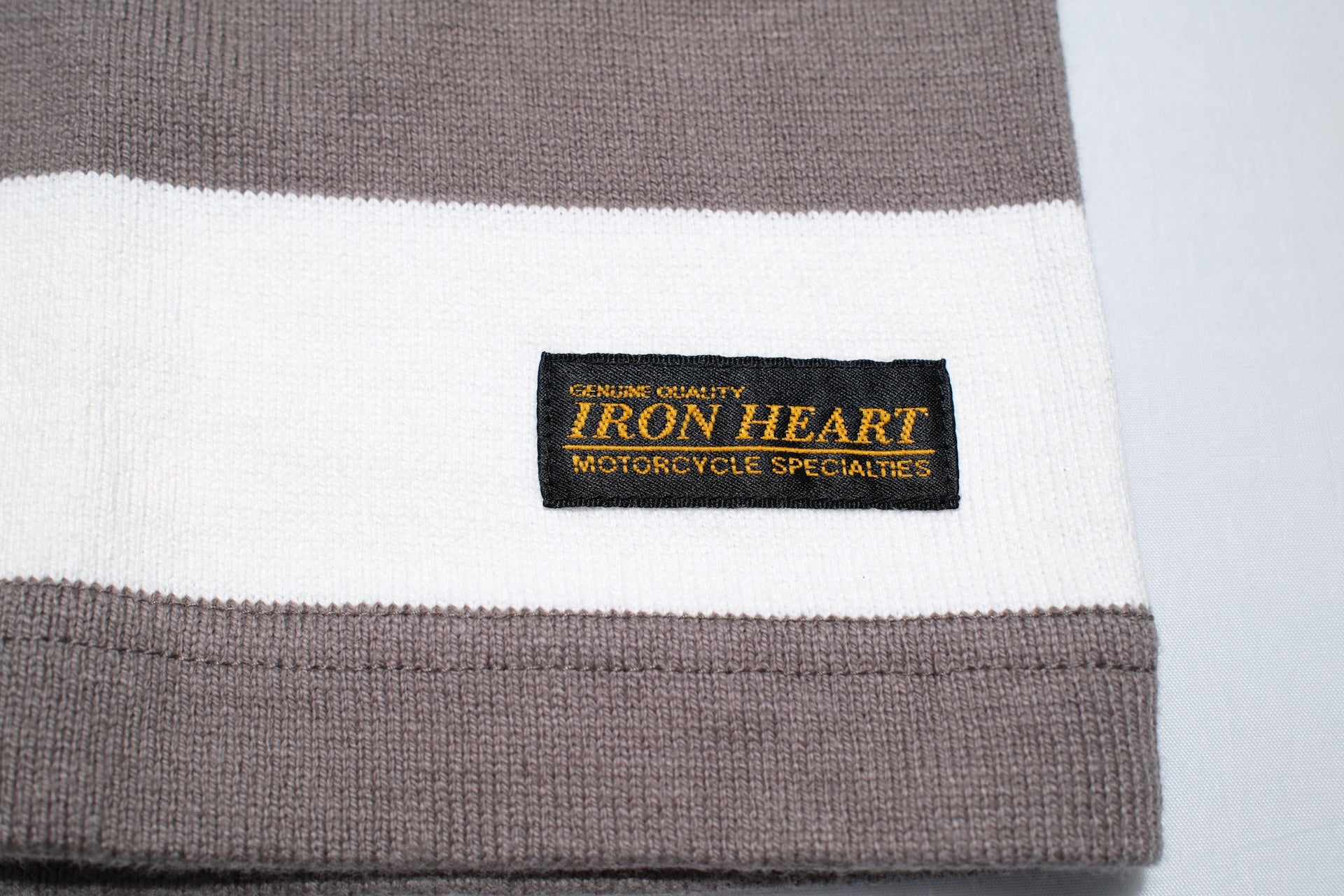 Iron Heart 11oz Cotton Knit Border L/S Sweater (Grey X White)
