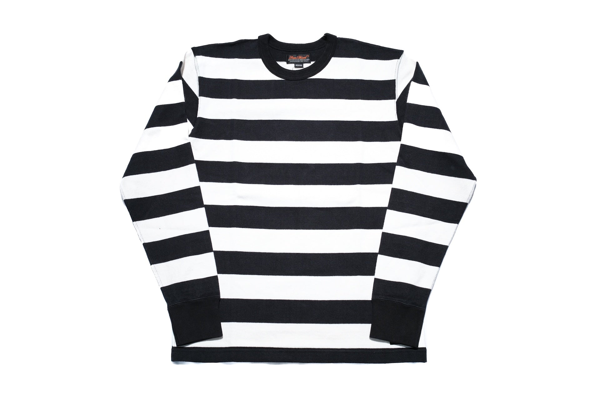 Iron Heart 11oz Cotton Knit Border L/S Sweater (White X Black)