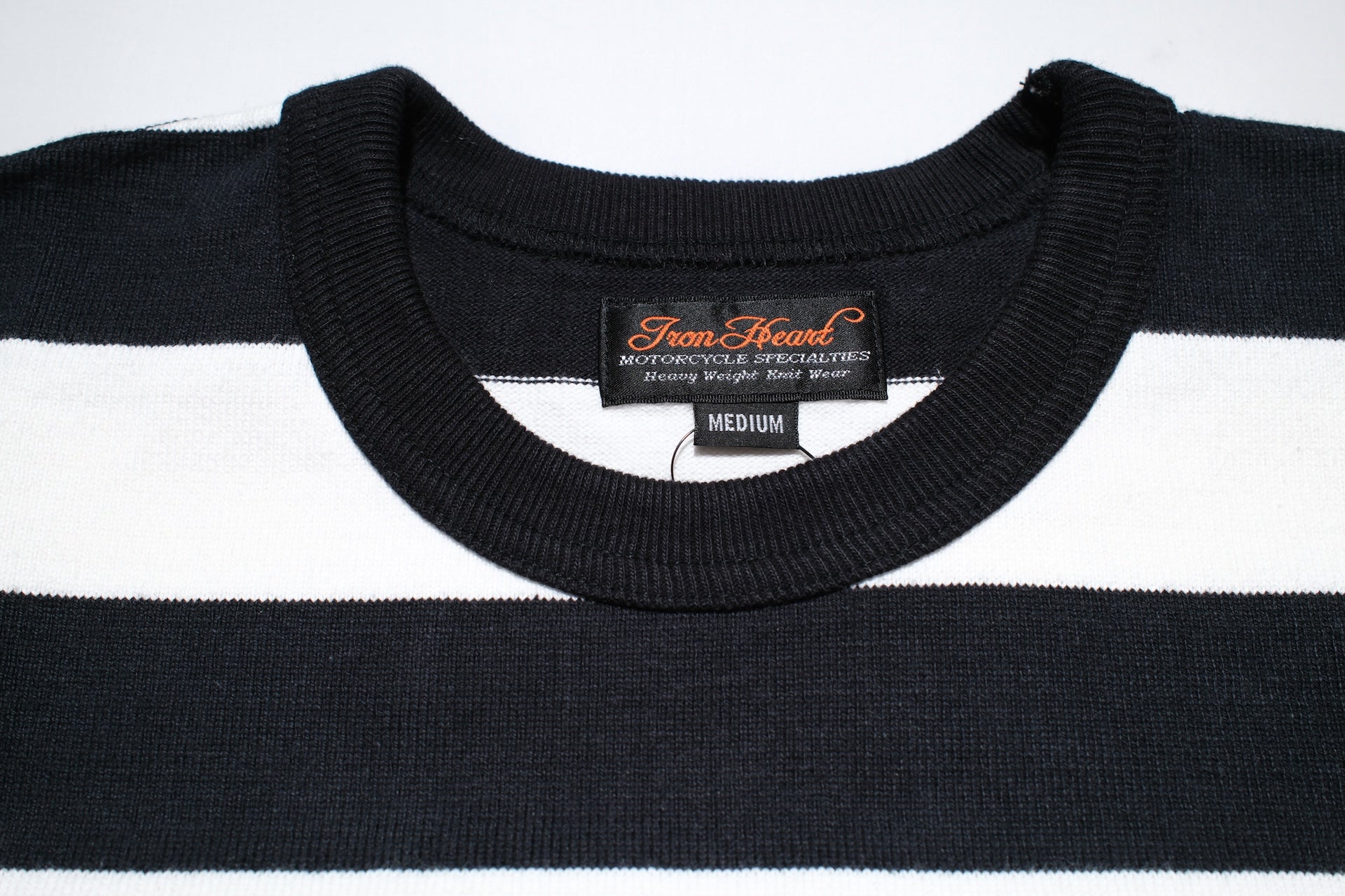 Iron Heart 11oz Cotton Knit Border L/S Sweater (White X Black)