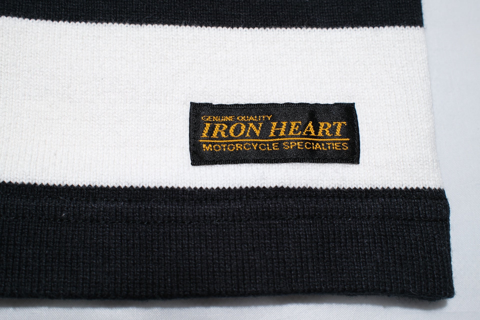 Iron Heart 11oz Cotton Knit Border L/S Sweater (White X Black)