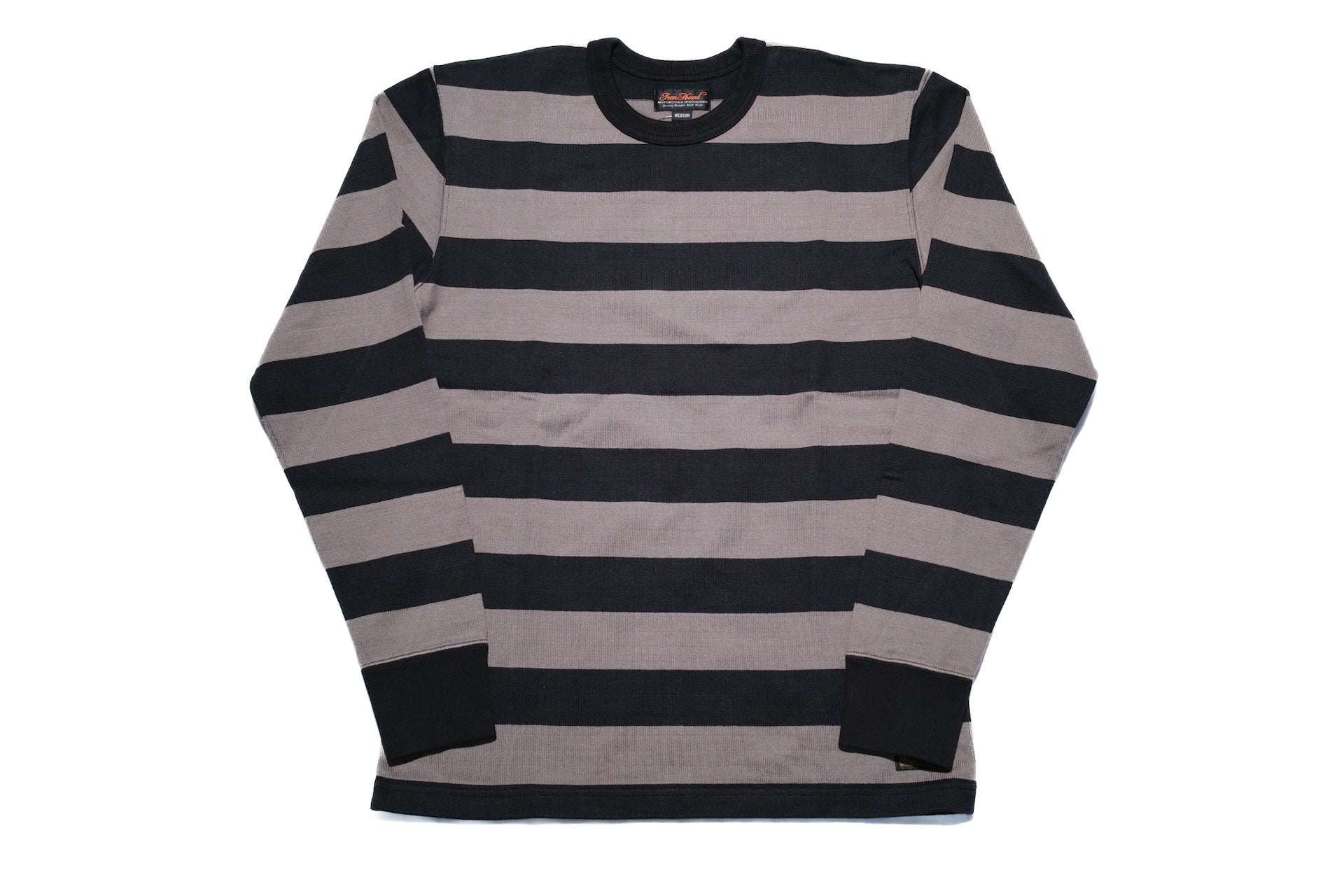 Iron Heart 11oz Cotton Knit Border L/S Sweater (Grey X Black)