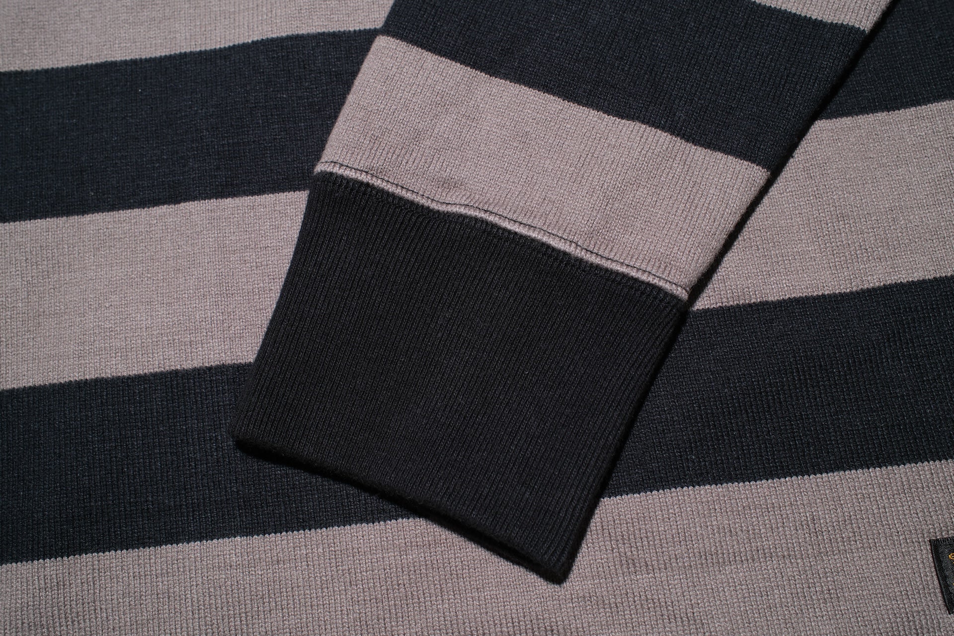 Iron Heart 11oz Cotton Knit Border L/S Sweater (Grey X Black)